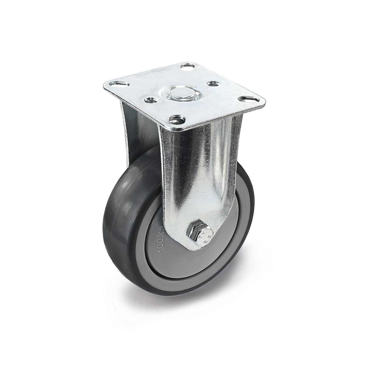 Rubber tyre, thermoplastic, with mounting plate - Proroll