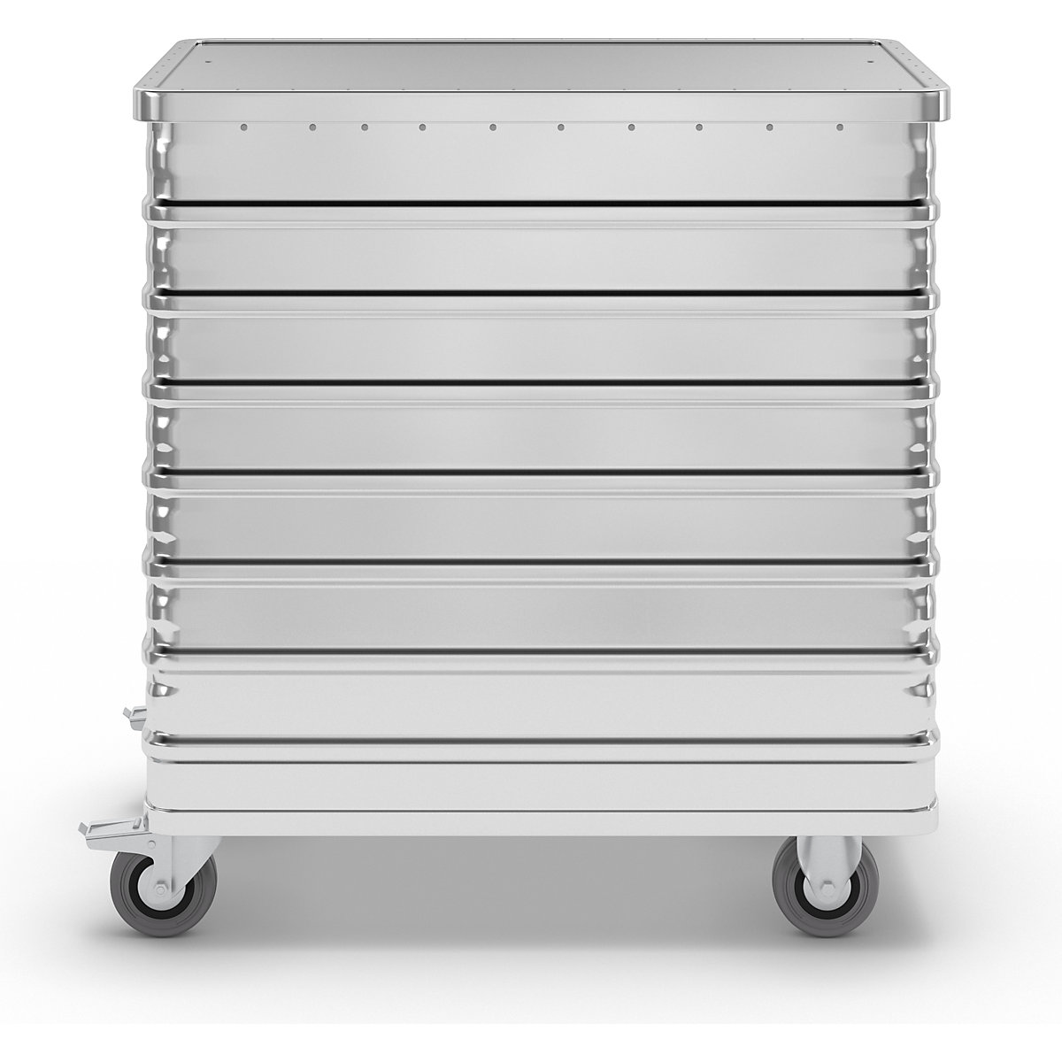 Cărucior tip container din aluminiu, perete lateral rabatabil – Gmöhling (Imagine produs 2)-1