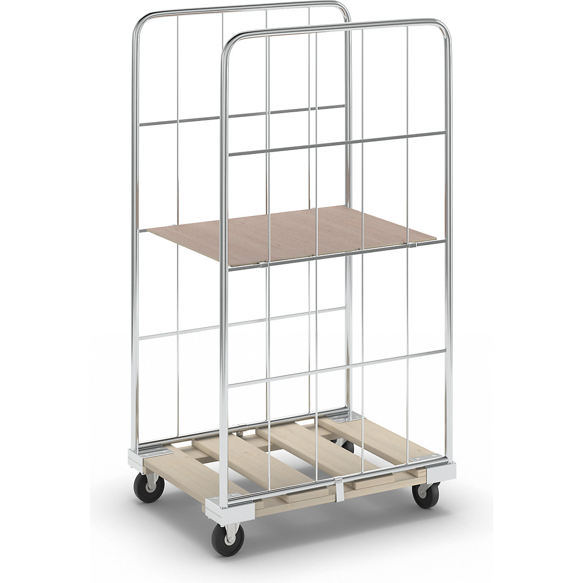 Roll container with mesh panels