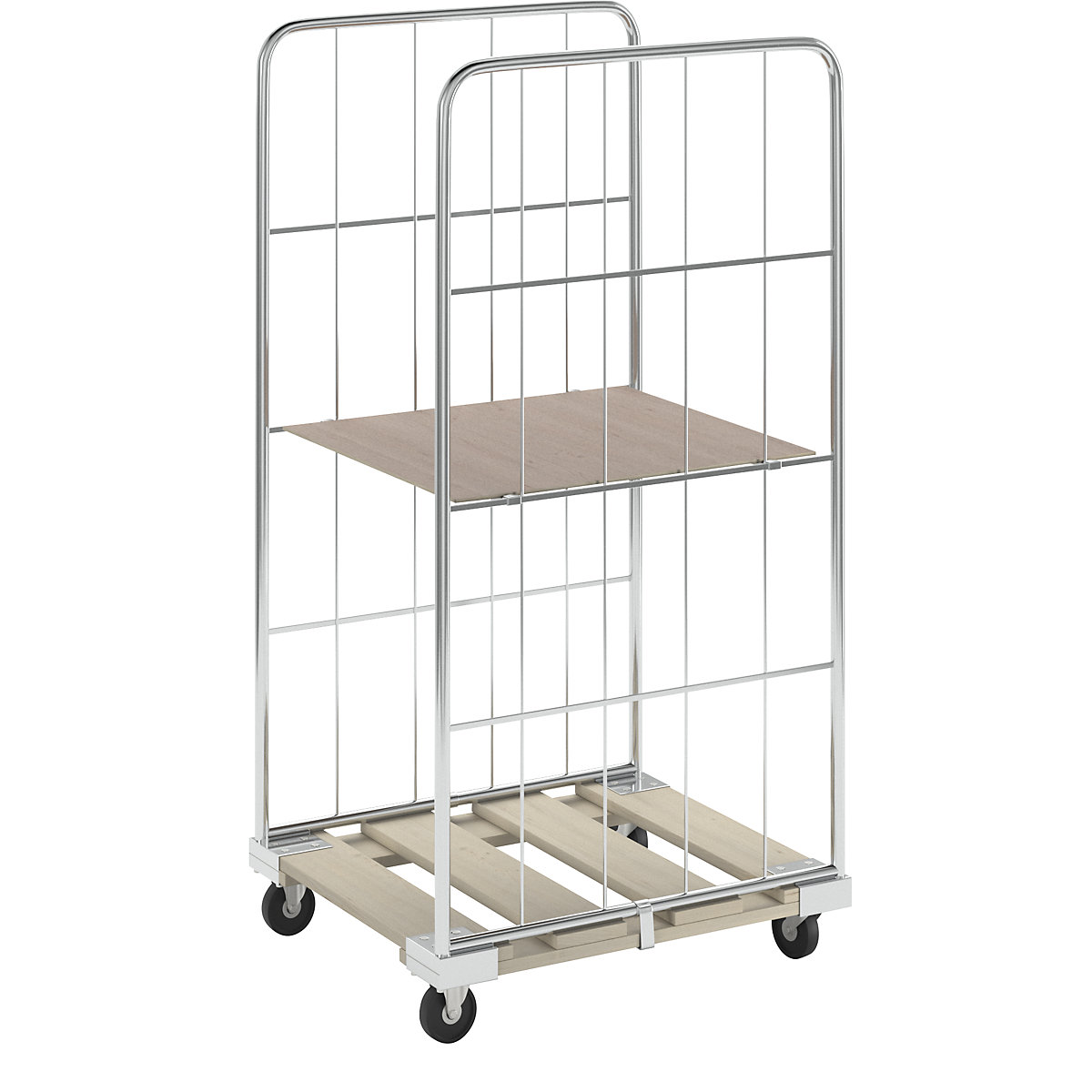 Roll container with mesh panels