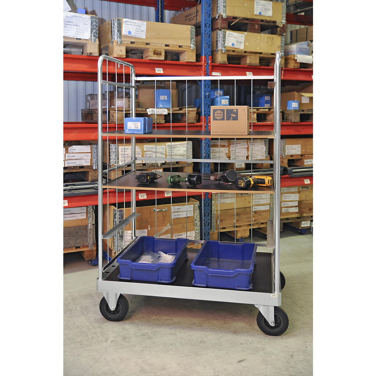Multi-shelf truck, zinc plated – Kongamek (Product illustration 4)-3