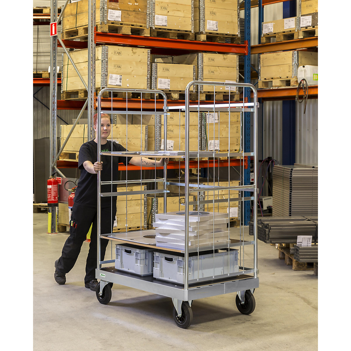 Multi-shelf truck, zinc plated – Kongamek (Product illustration 7)-6