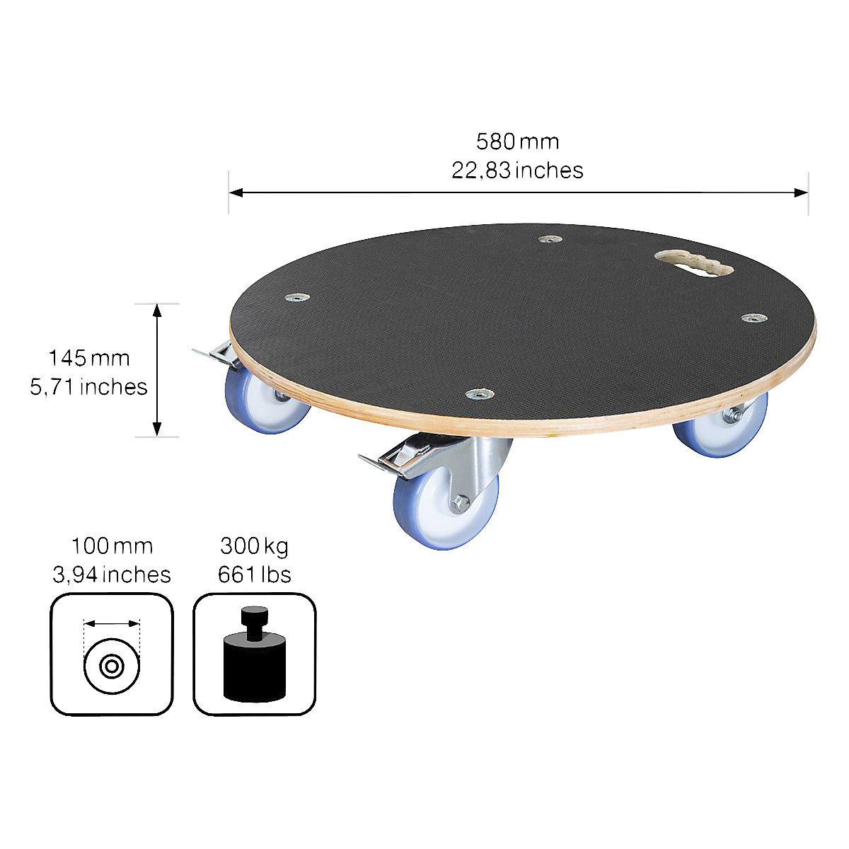 MaxiGRIP transport dolly, round – Wagner (Product illustration 3)-2