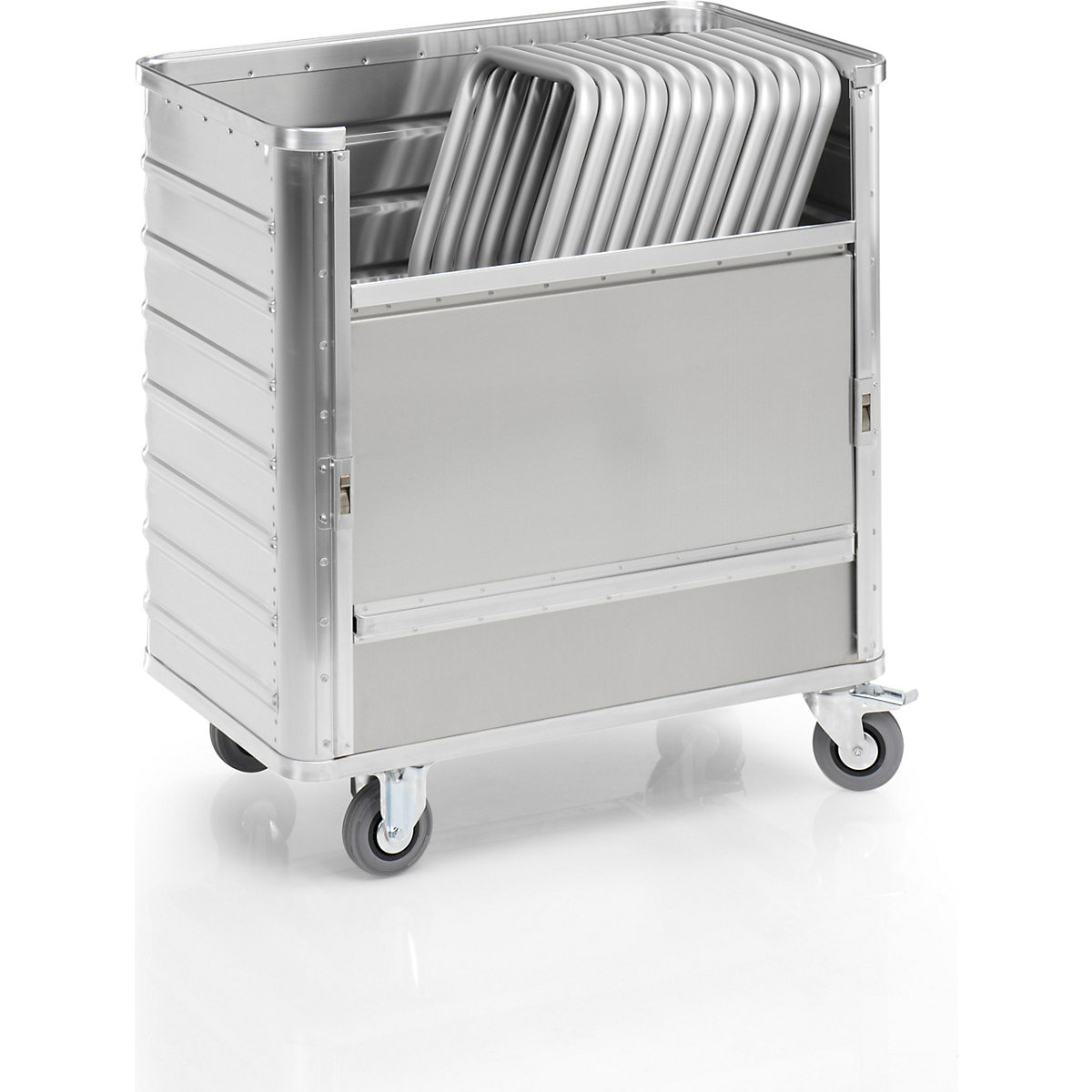 Aluminijast zaboj na kolesih s spuščeno stranico – Gmöhling (Slika izdelka 12)-11