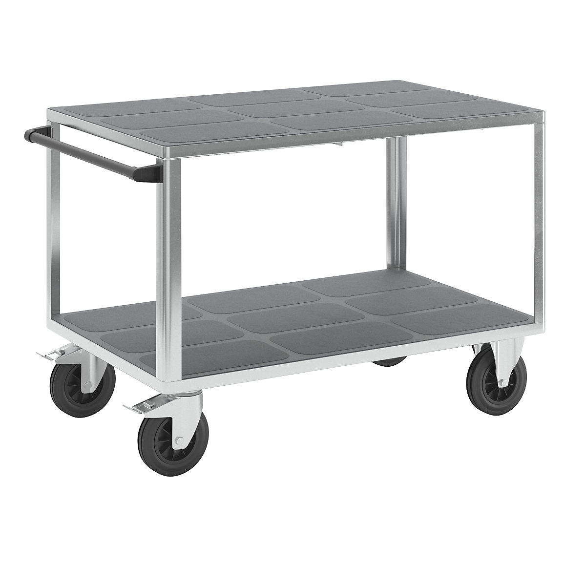 Assembly trolley – eurokraft pro, 2 plastic shelves, shelf 1250 x 800 mm, zinc plated frame-15