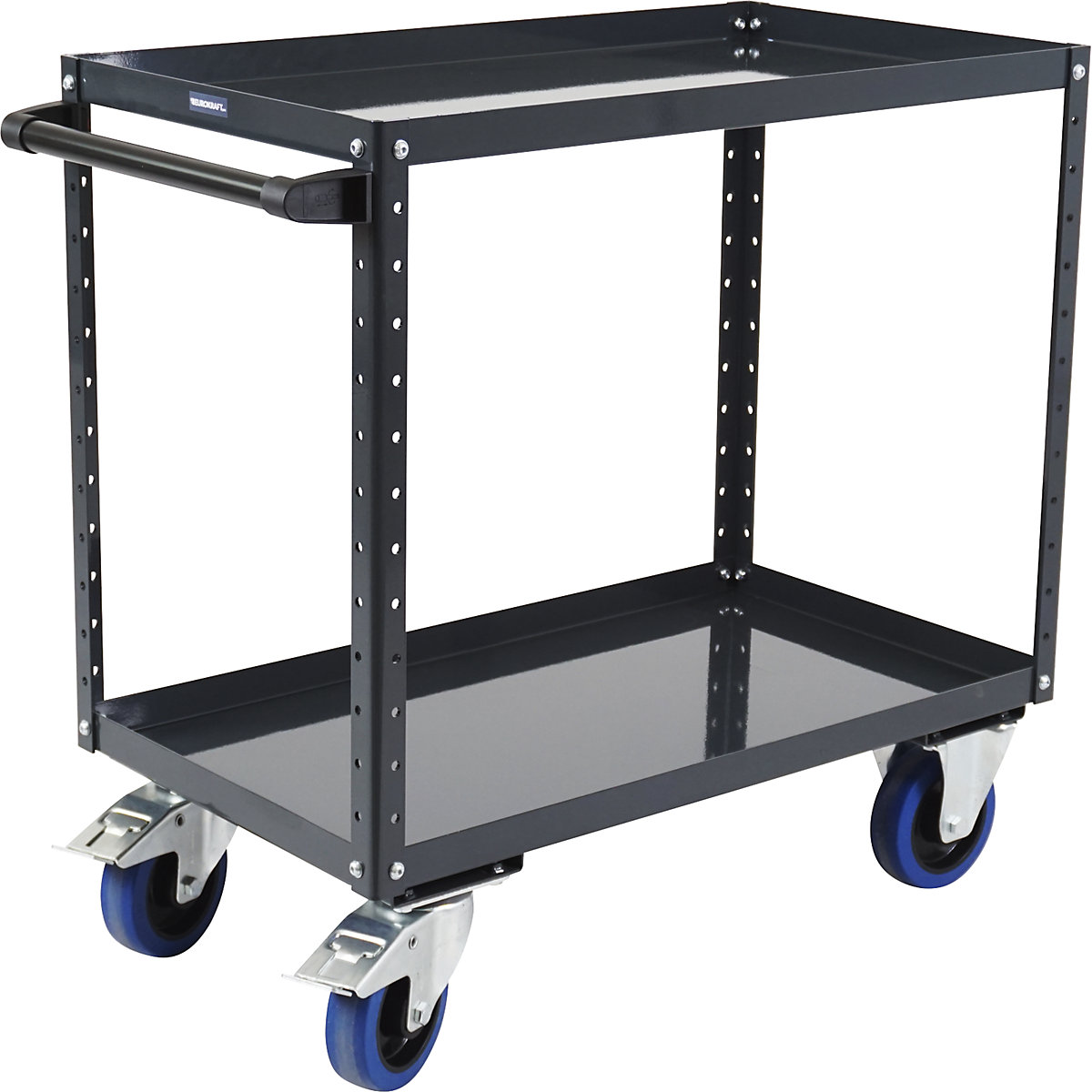 CustomLine general purpose trolley – eurokraft pro, 2 shelves, fully elastic tyres, charcoal-2