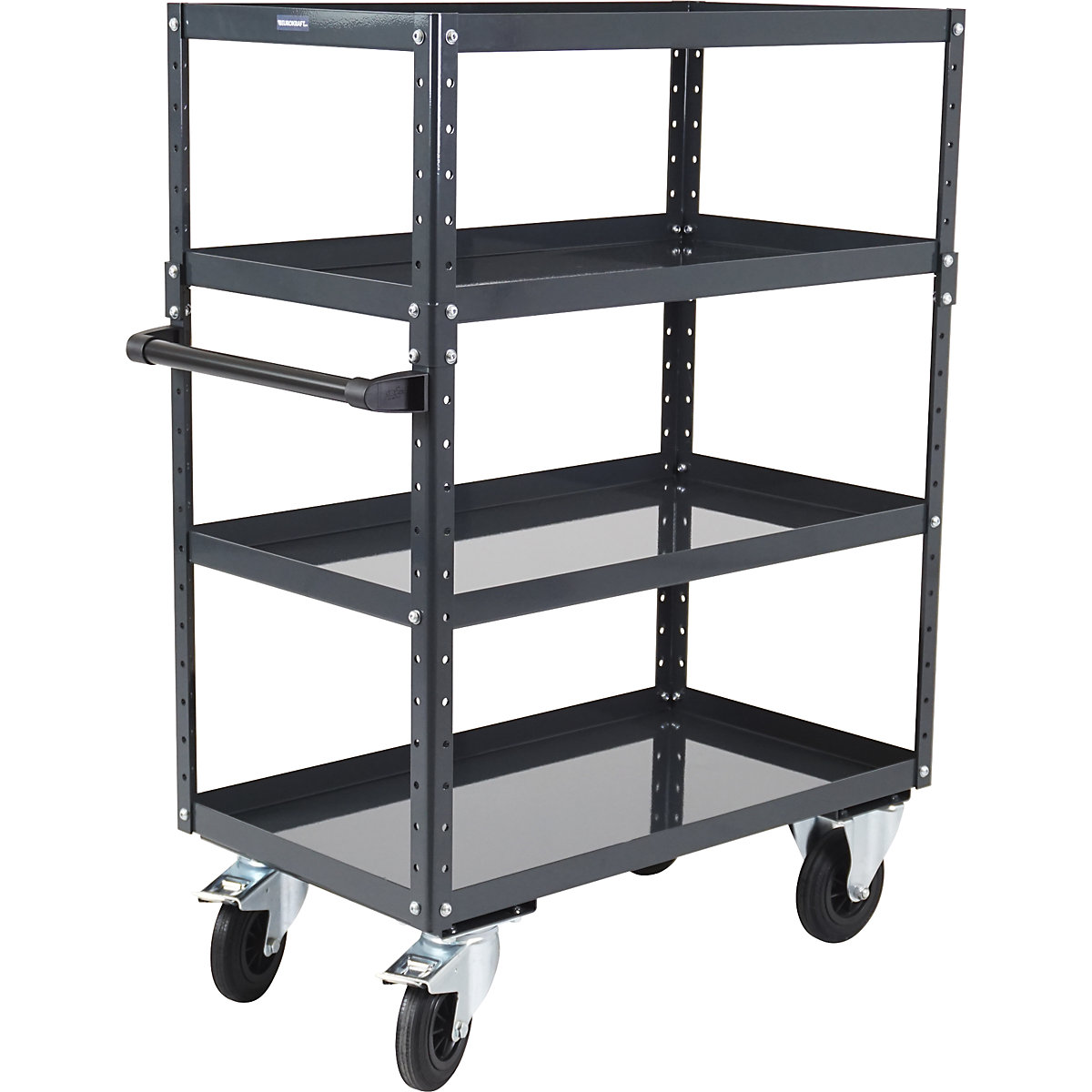 CustomLine general purpose trolley – eurokraft pro, 4 shelves, solid rubber tyres, charcoal-3