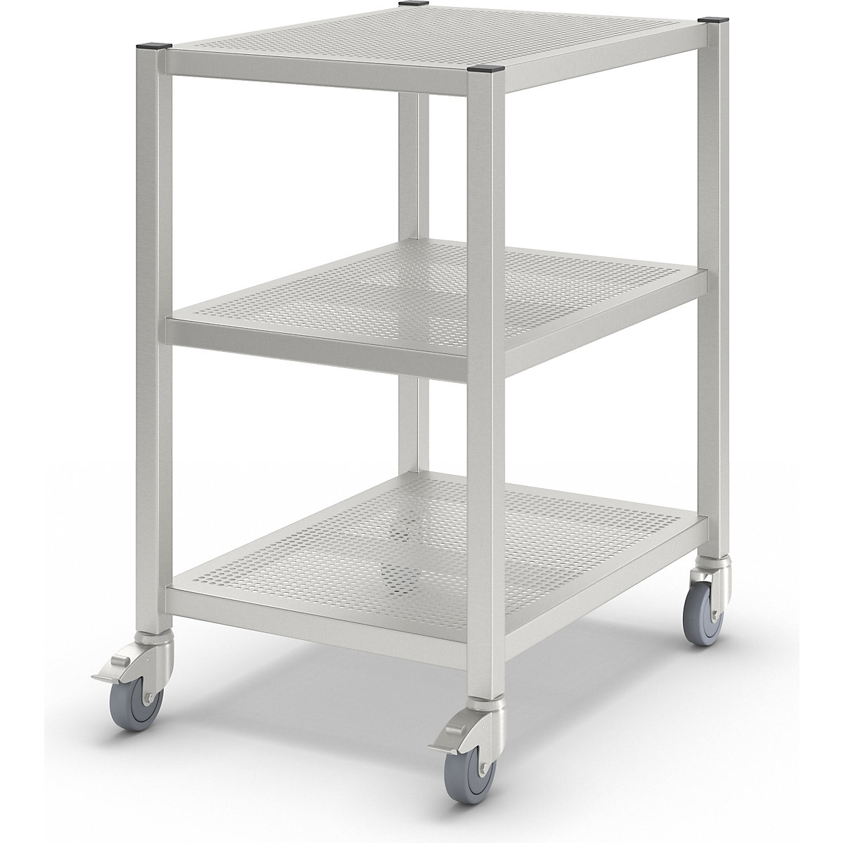 Mobile cleanroom table, made of stainless steel, 3 shelves, length 800 mm-1