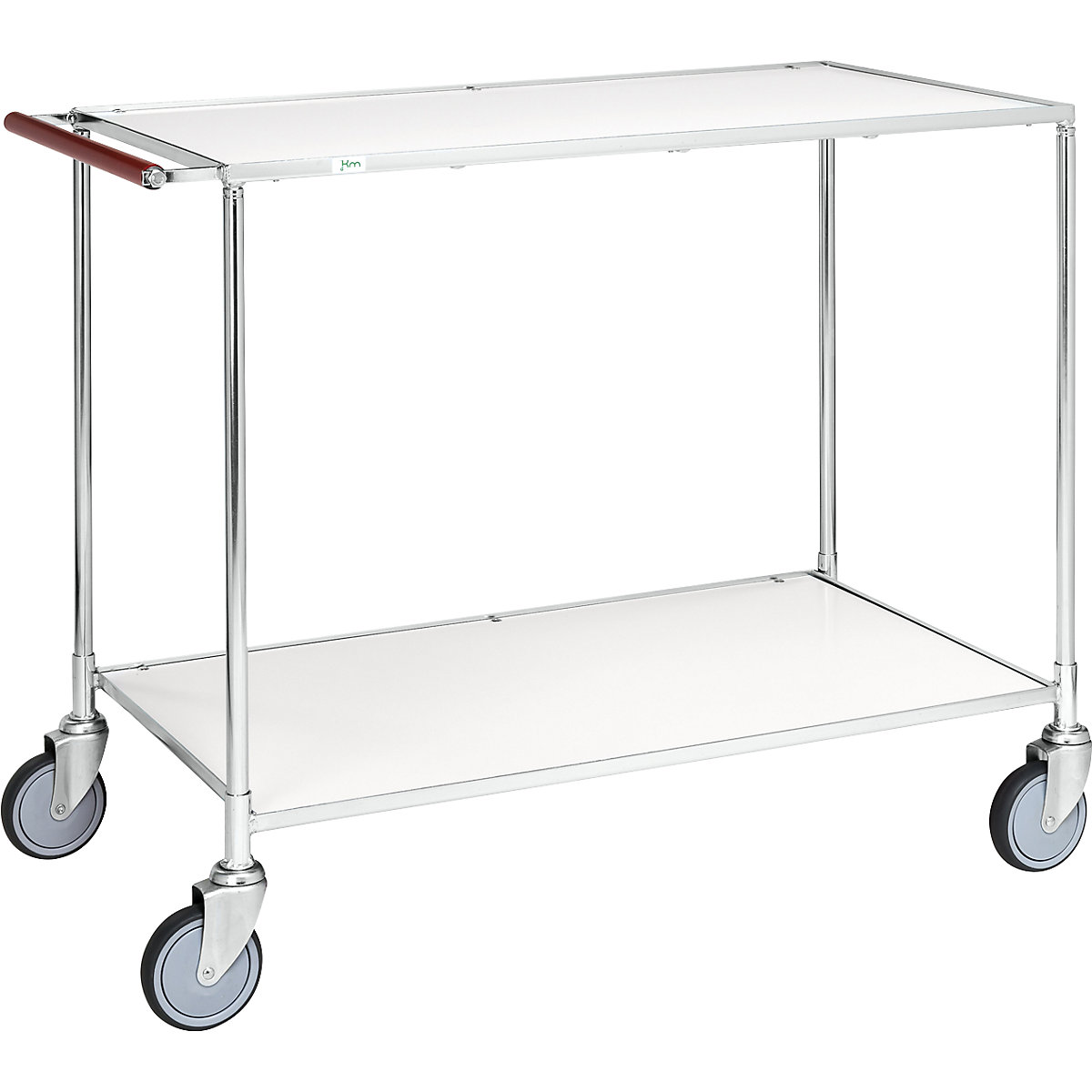 Table trolley – Kongamek, 2 shelves, LxWxH 1080 x 580 x 870 mm, zinc plated / white, 2+ items-7