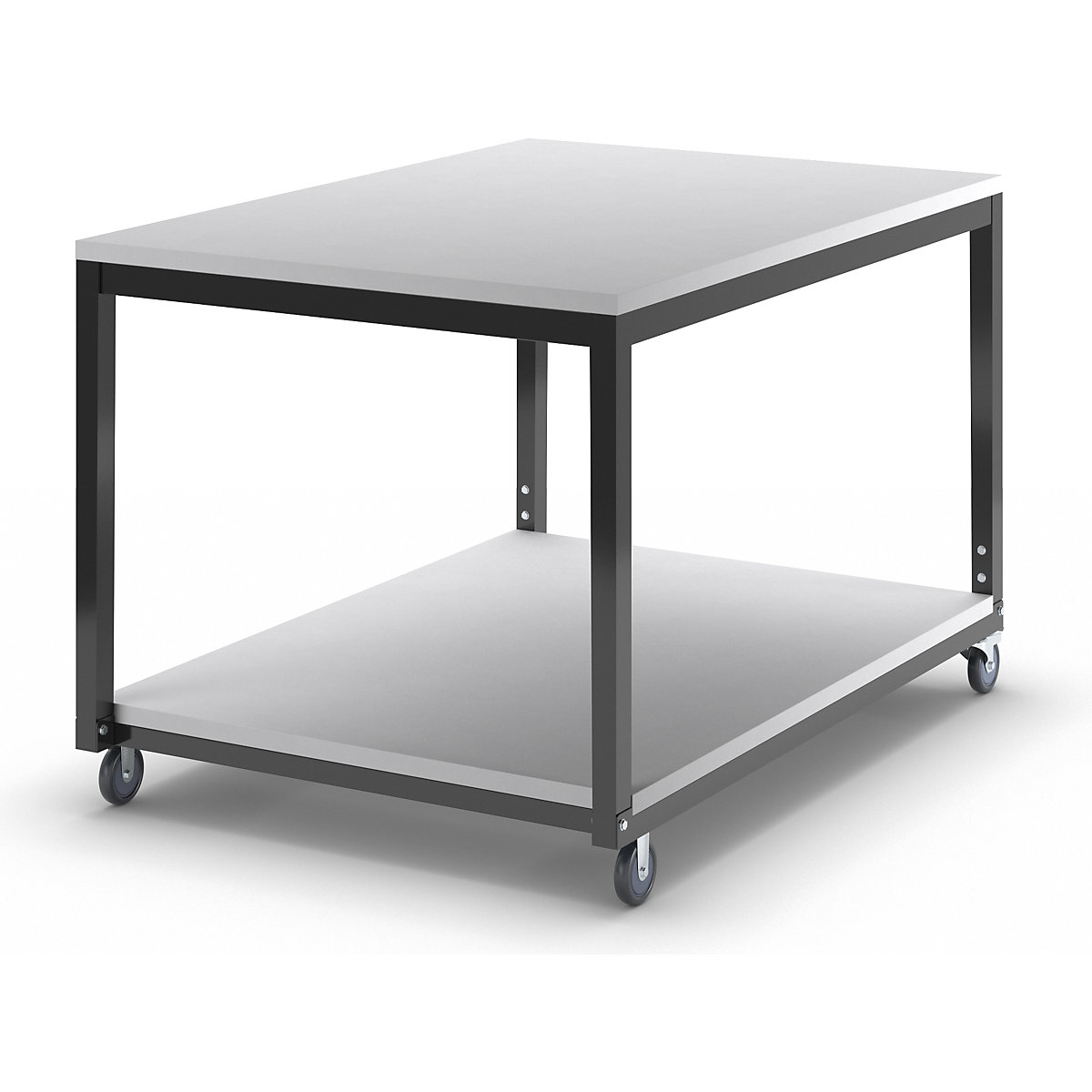 Table trolley with 2 shelves, height adjustable – eurokraft basic, for WT worktable system, LxW 1000 x 700 mm-1