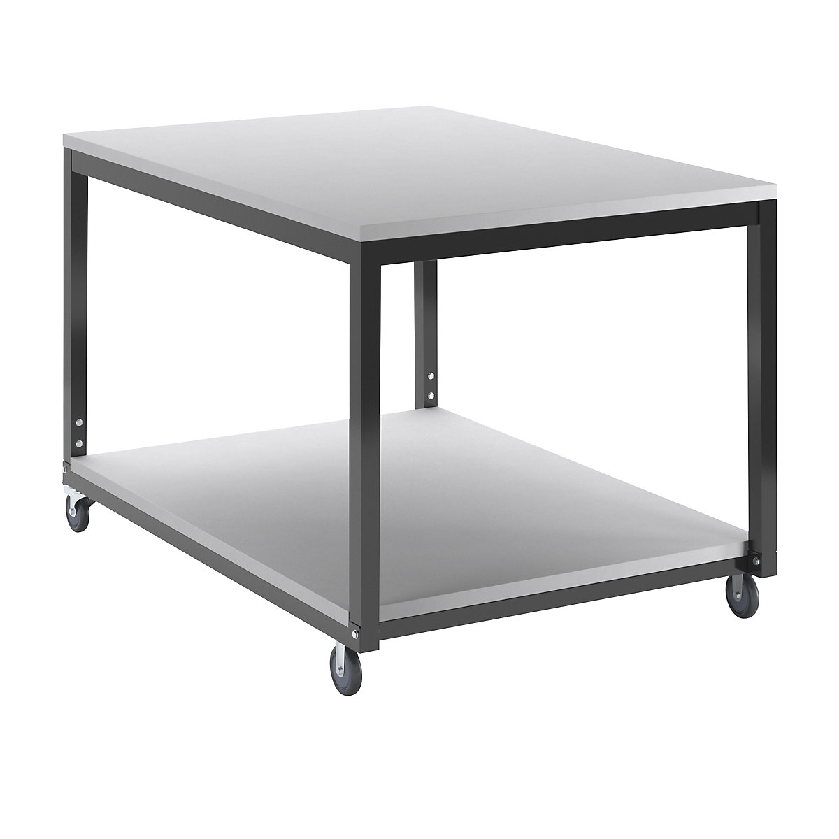 Table trolley with 2 shelves, height adjustable – eurokraft basic, for WT worktable system, LxW 1000 x 700 mm-9