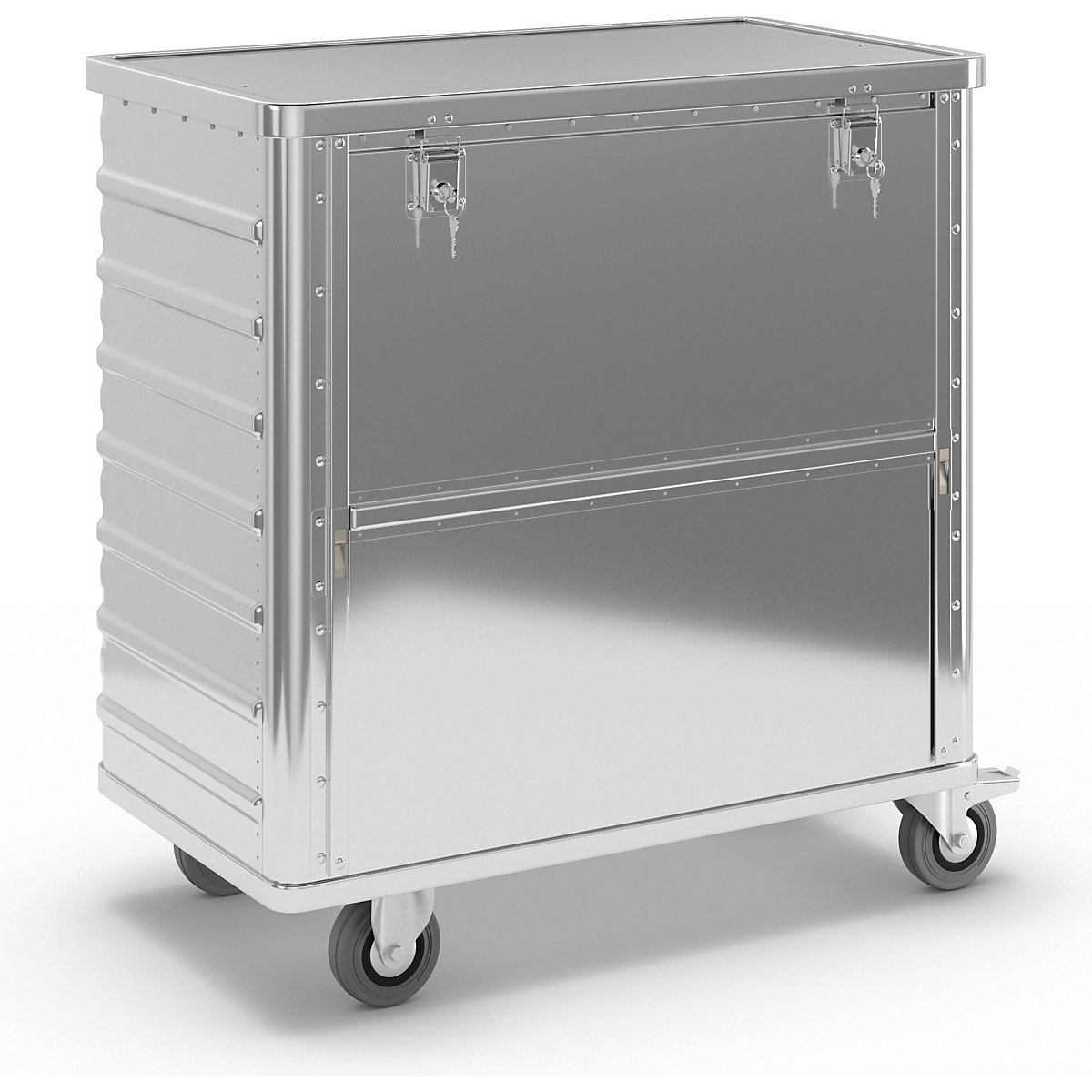 Aluminium container truck, fold down side panel – Gmöhling, with cover, lockable, capacity 355 l-1