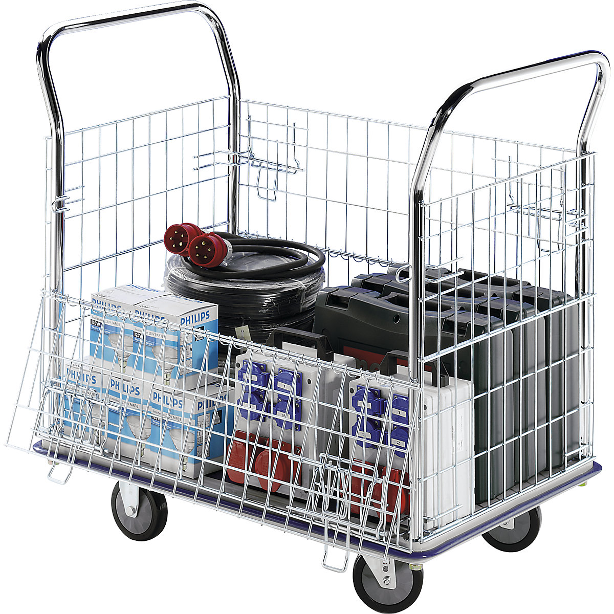 Mesh trolley, zinc plated mesh sides (Product illustration 14)-13