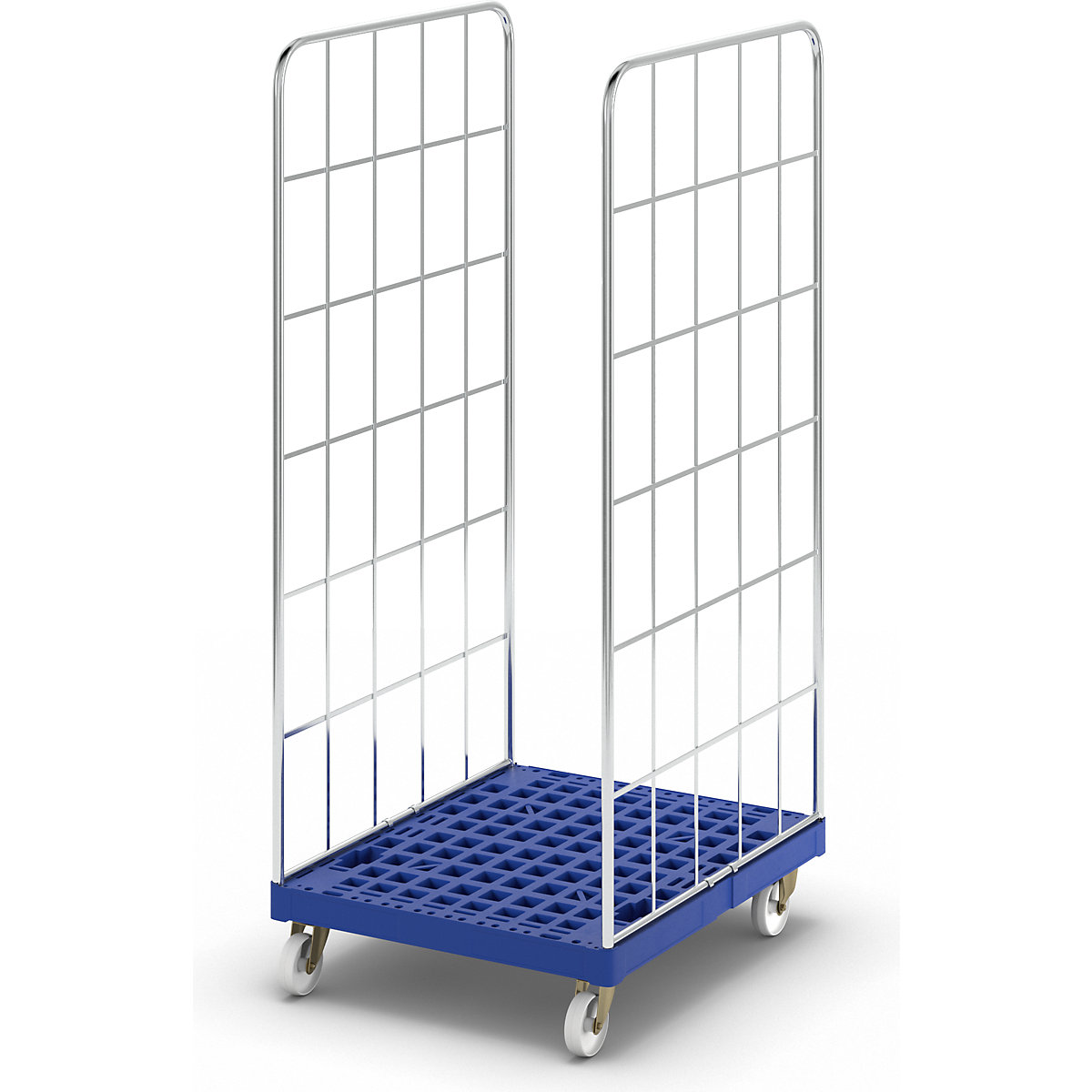 Roll container with plastic dolly, 2-sided, WxD 682 x 815 mm, effective height 1650 mm-1