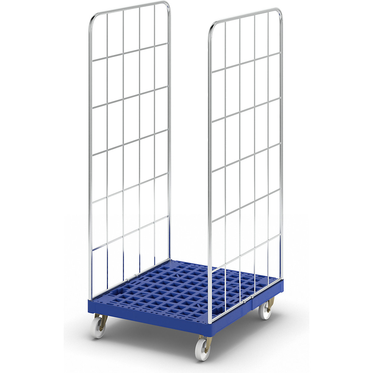 Roll container with plastic dolly, 2-sided, WxD 724 x 815 mm, effective height 1650 mm-1