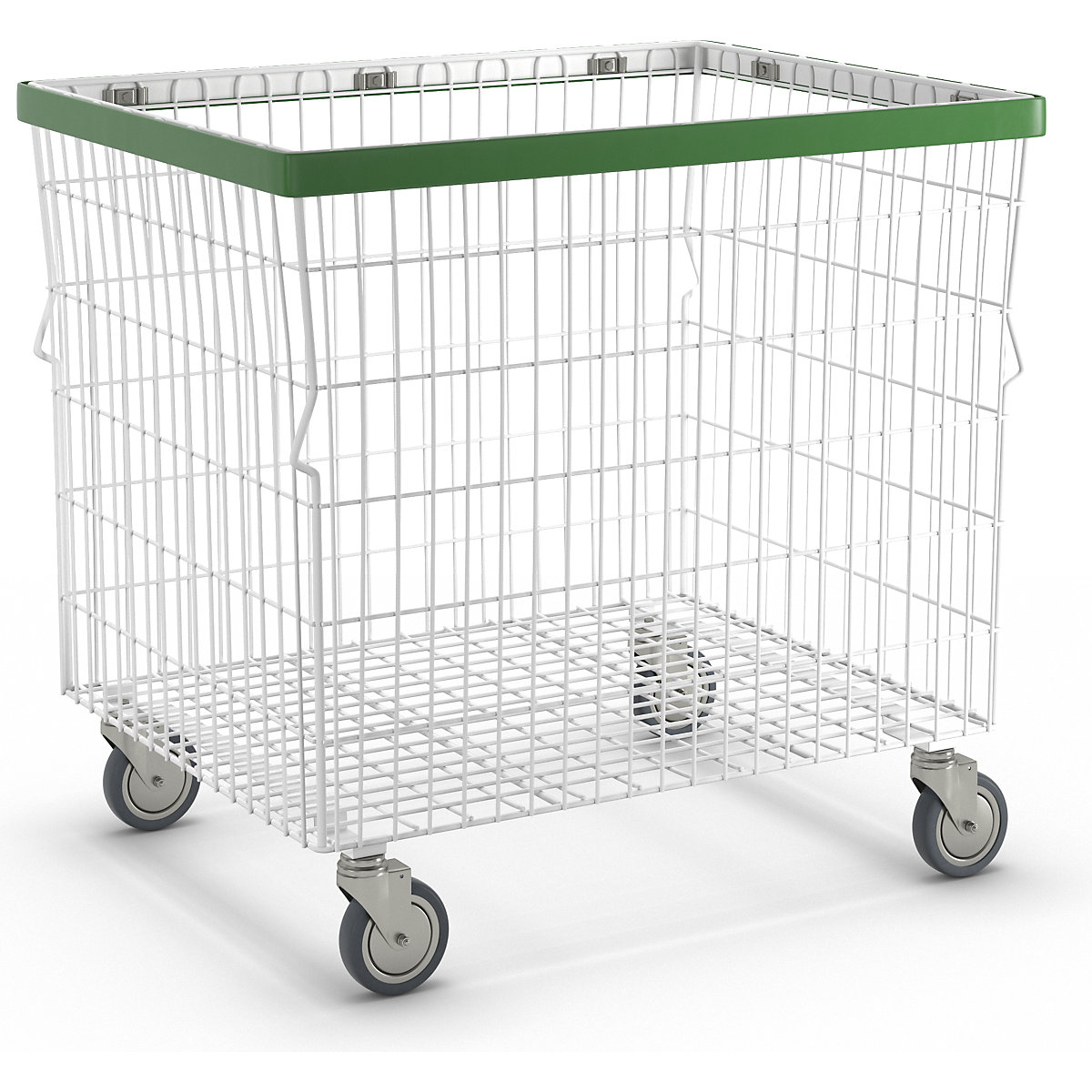 Storage and transport basket, with bumper protection strip, coated in white-9