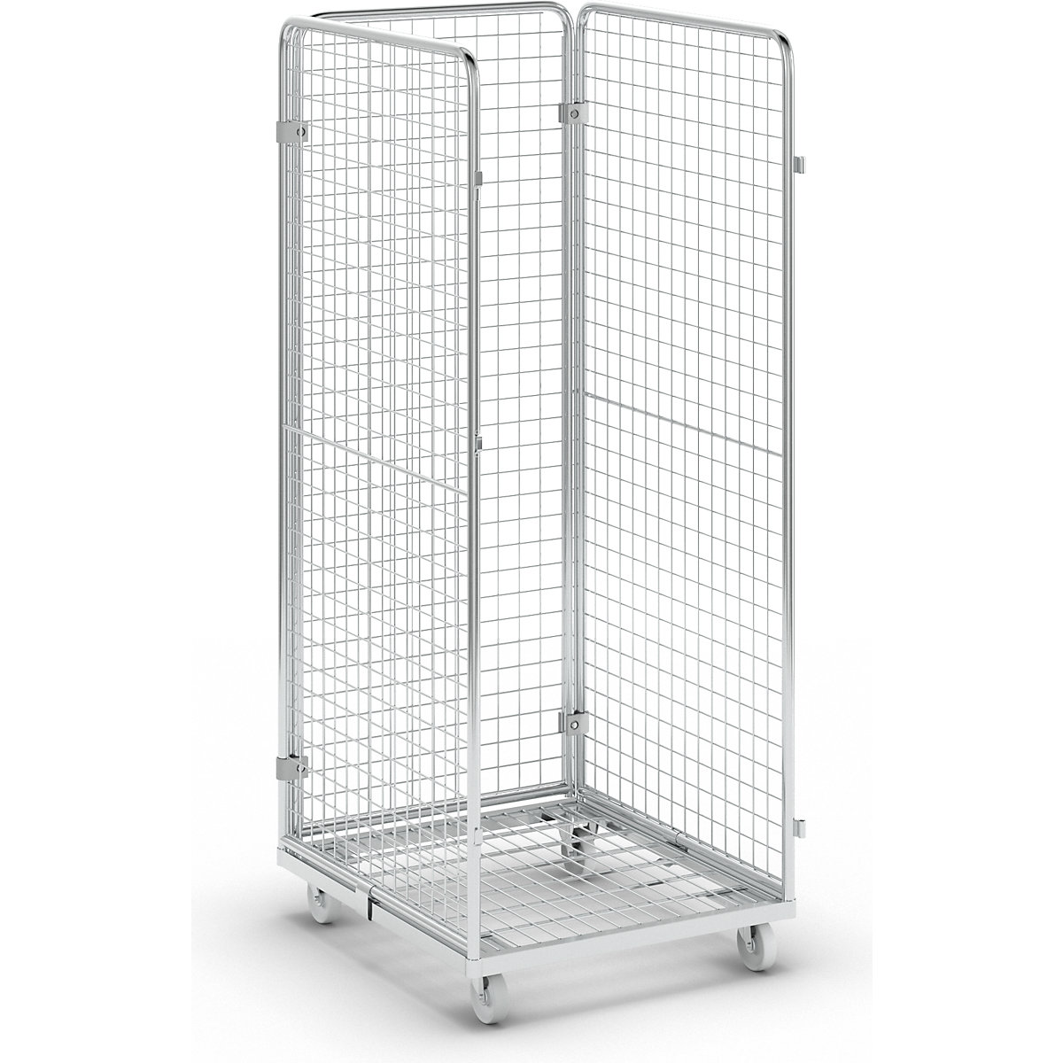 Wire mesh container with steel dolly, 3-sided, effective height 1585 mm-10