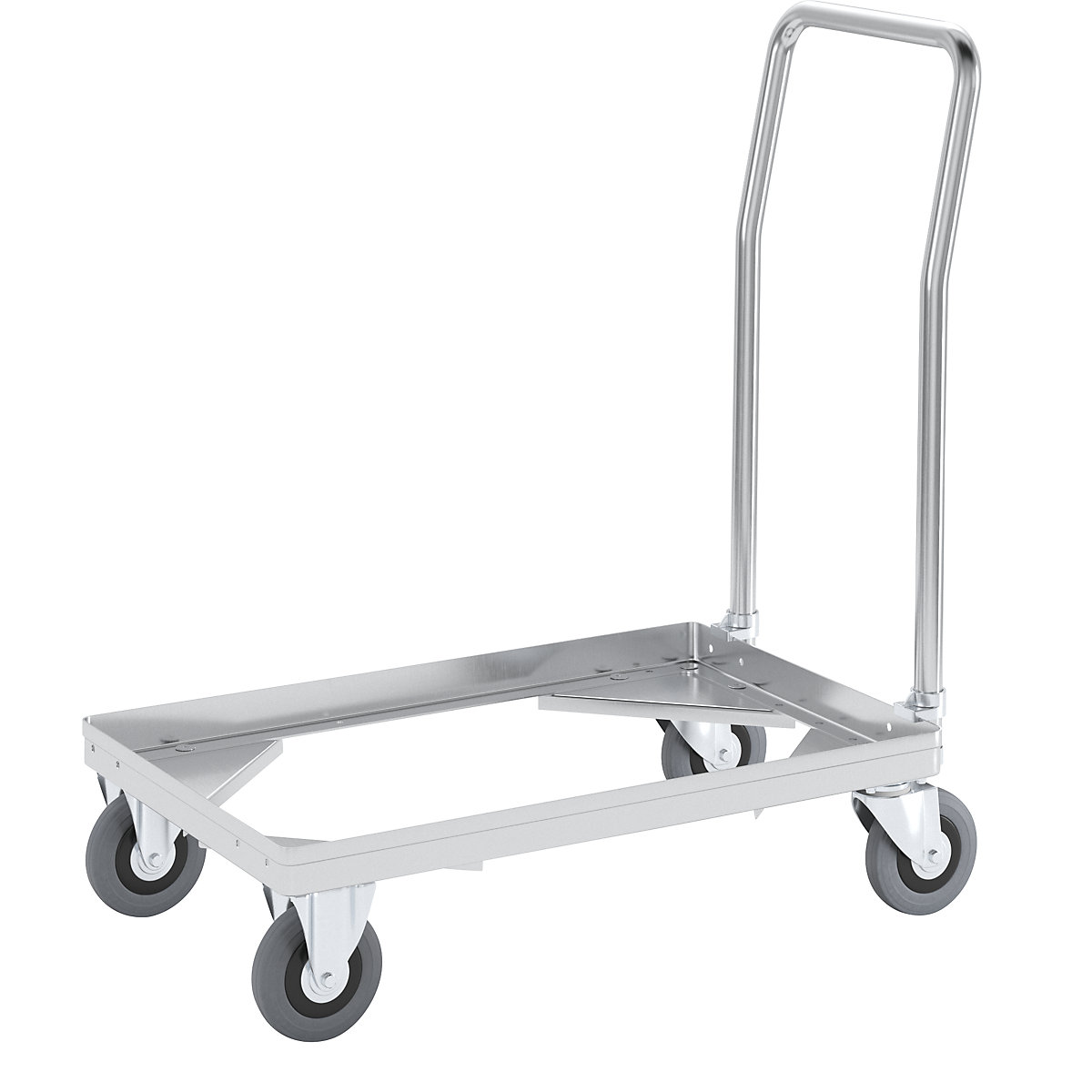 Aluminium dolly, loading height 150 mm – Gmöhling, internal LxW 575 x 370 mm, with handle bar-11