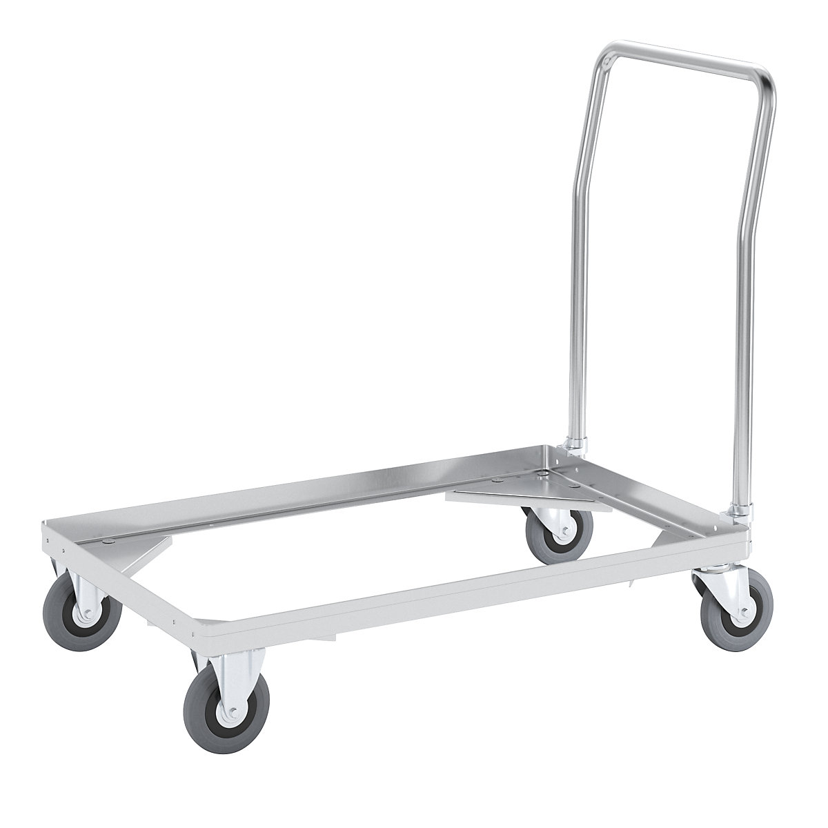 Aluminium dolly, loading height 150 mm – Gmöhling, internal LxW 724 x 459 mm, with handle bar-11