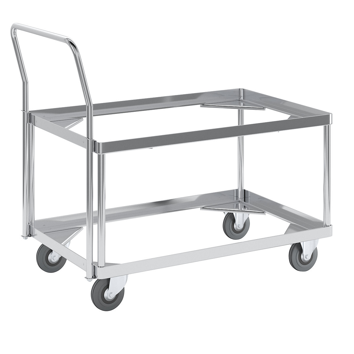 Aluminium dolly, loading height 440 mm – Gmöhling, internal LxW 724 x 459 mm, with handle bar-11