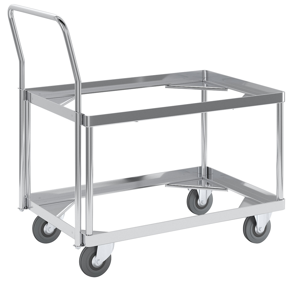Aluminium dolly, loading height 440 mm – Gmöhling, internal LxW 642 x 424 mm, with handle bar-10