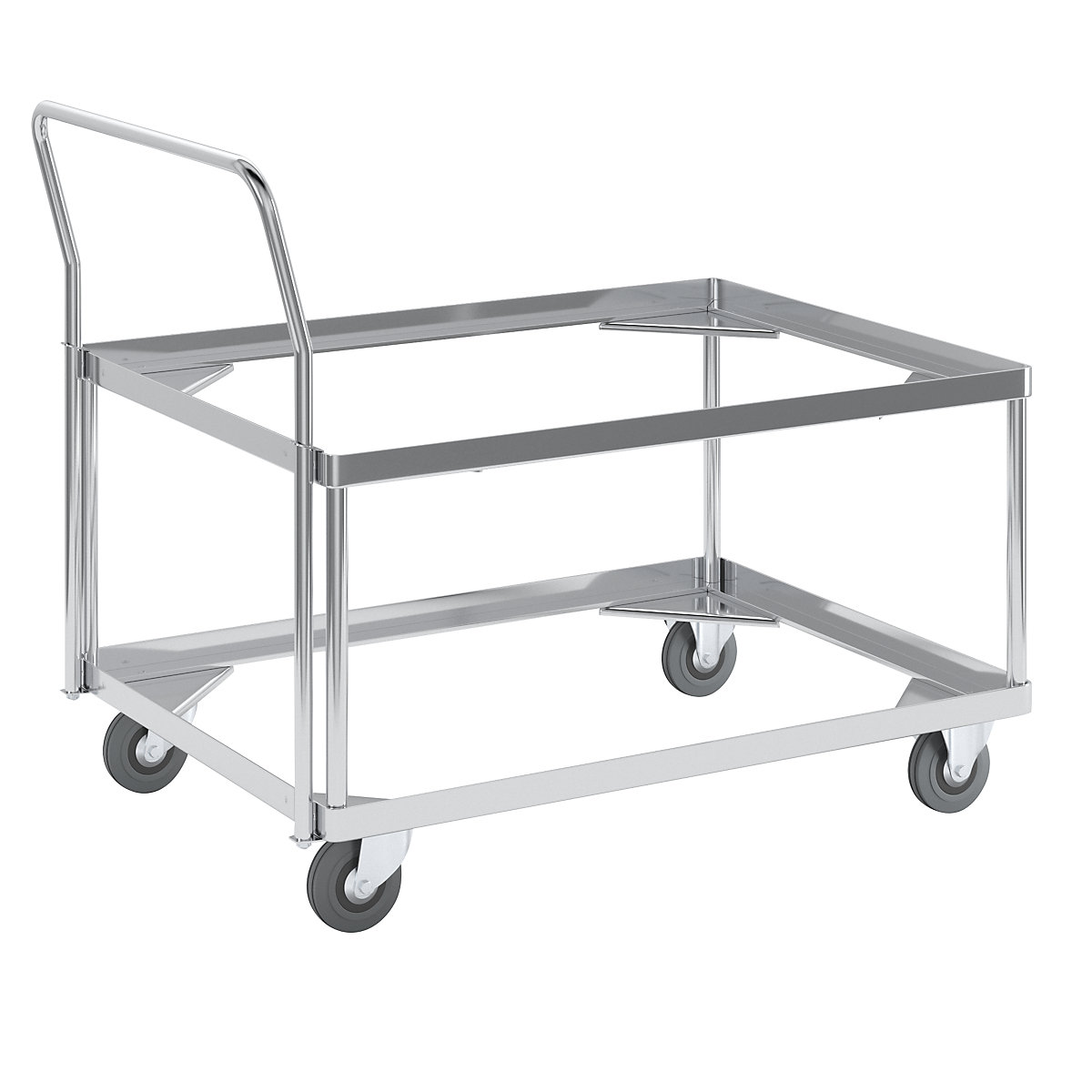 Aluminium dolly, loading height 440 mm – Gmöhling, internal LxW 772 x 572 mm, with handle bar-10