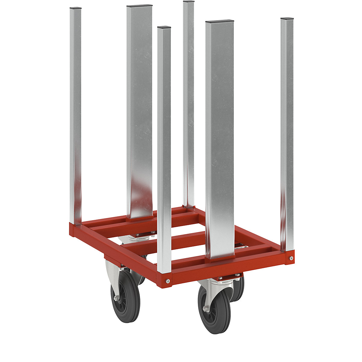 Dolly for KM224 pallet frame – Kongamek, LxWxH 800 x 600 x 1215 mm, 2 swivel castors with stops, 2 fixed castors-3