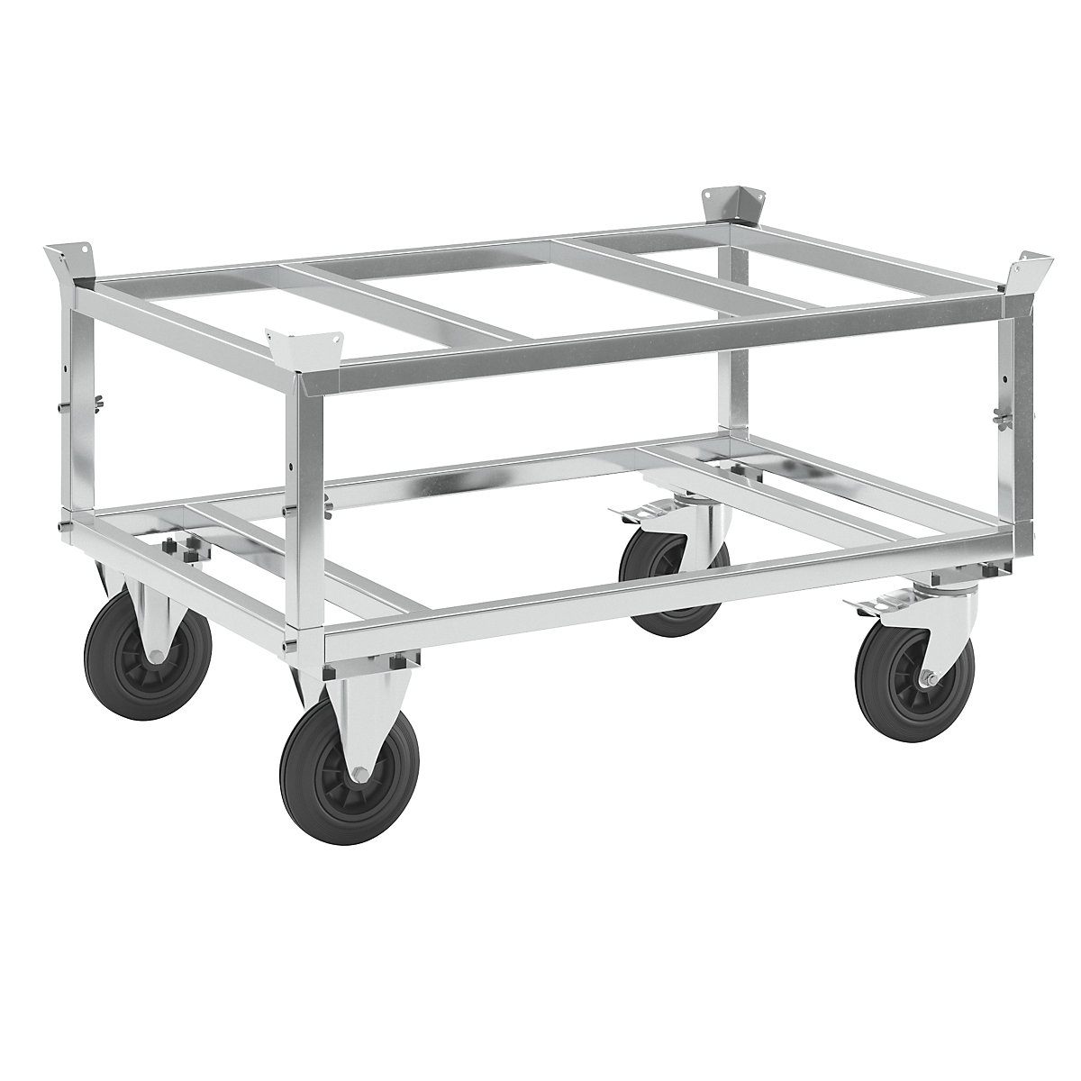 Pallet dolly, zinc plated – Kongamek, height 655 – 835 mm, with stops-12