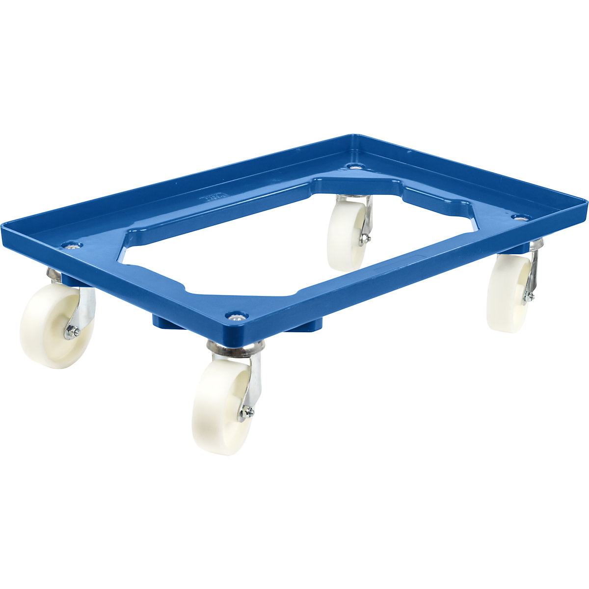 Professional wheeled base, 600 x 400 mm – eurokraft basic, 4 polypropylene swivel castors, blue, 20+ items-3