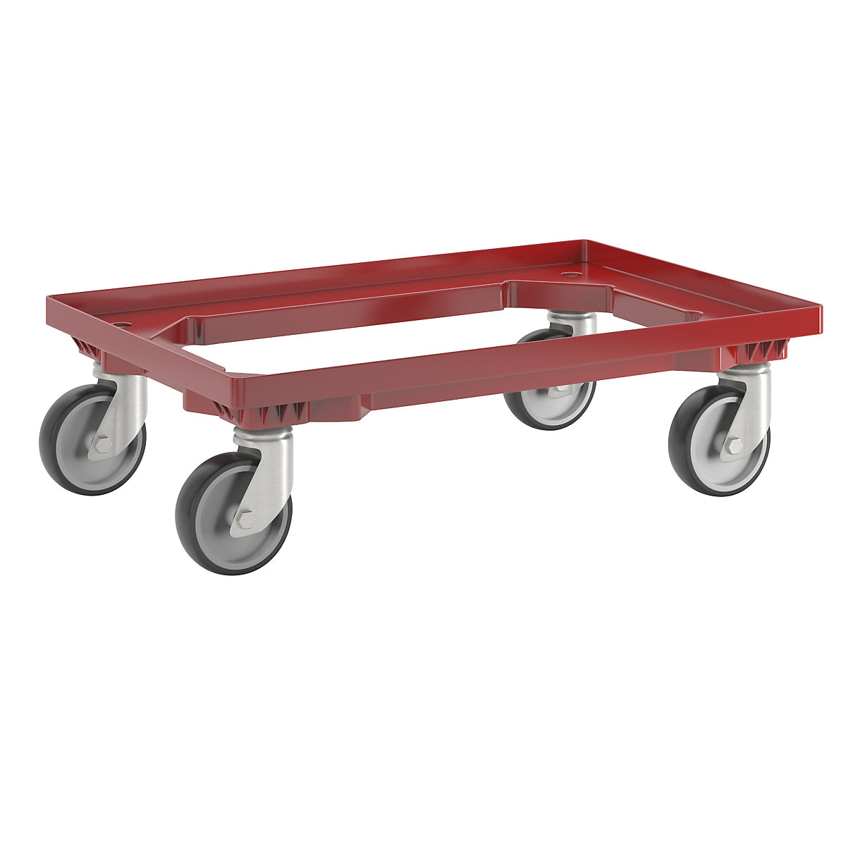 Professional wheeled base, 600 x 400 mm – eurokraft basic, 4 swivel castors with rubber tyres, red-7