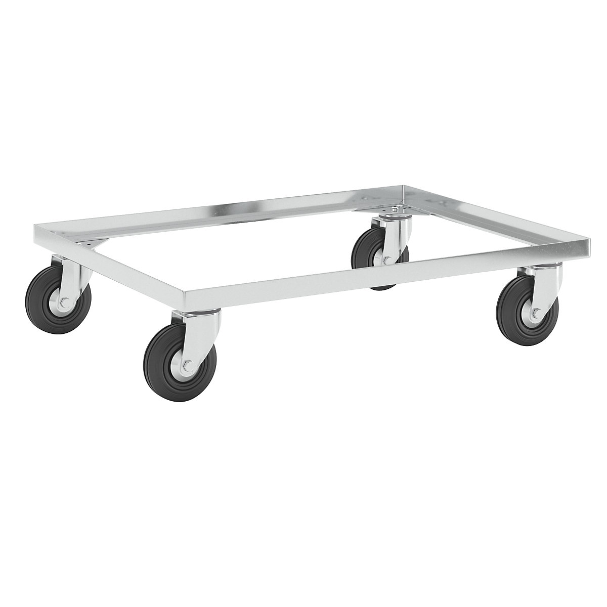 Steel wheeled base – eurokraft pro, with solid rubber tyres, max. load 250 kg, shelf 810 x 610 mm, zinc plated-12