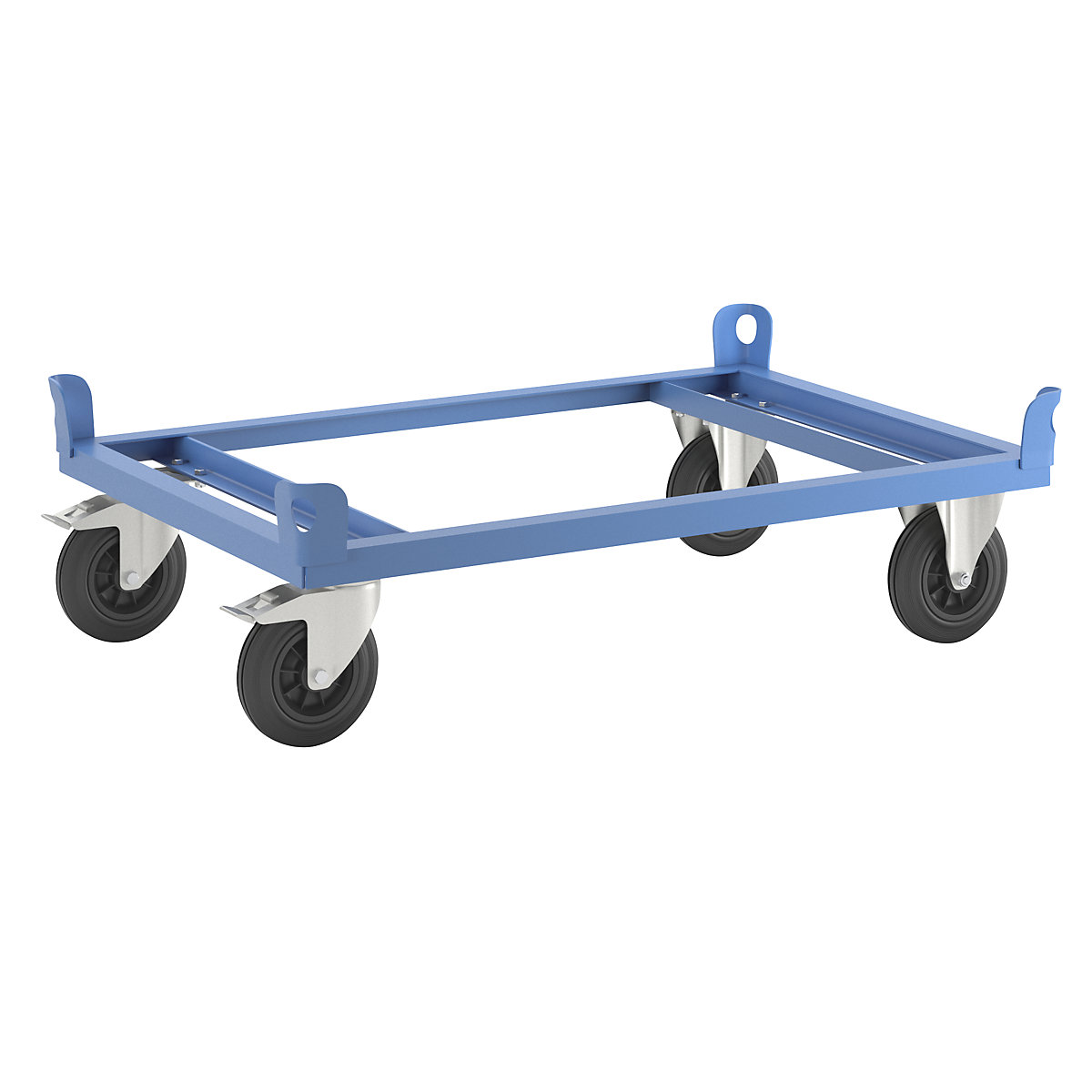 Steel wheeled base – eurokraft pro, for Euro pallets, max. load 500 kg, loading height 280 mm, blue-3