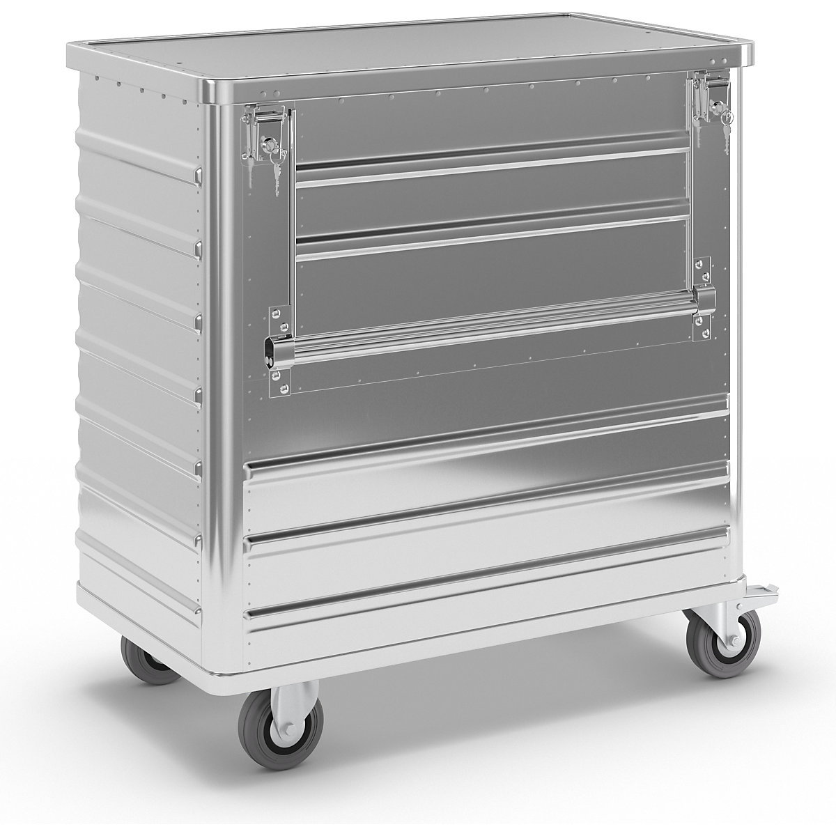 Aluminium container truck, drop gate on side panel - Gmöhling