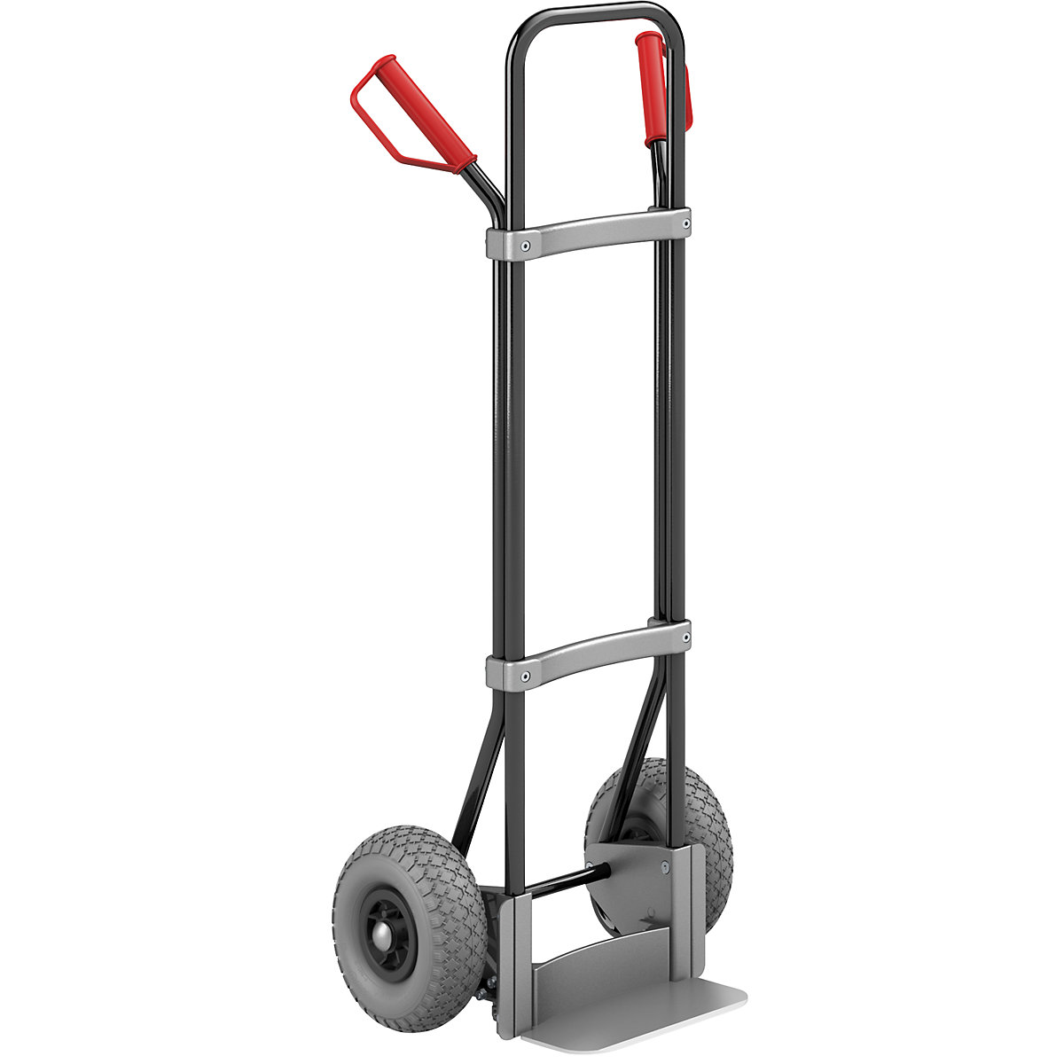 Sack truck, black – eurokraft pro, footplate WxD 280 x 140 mm, aluminium, PU tyres-2