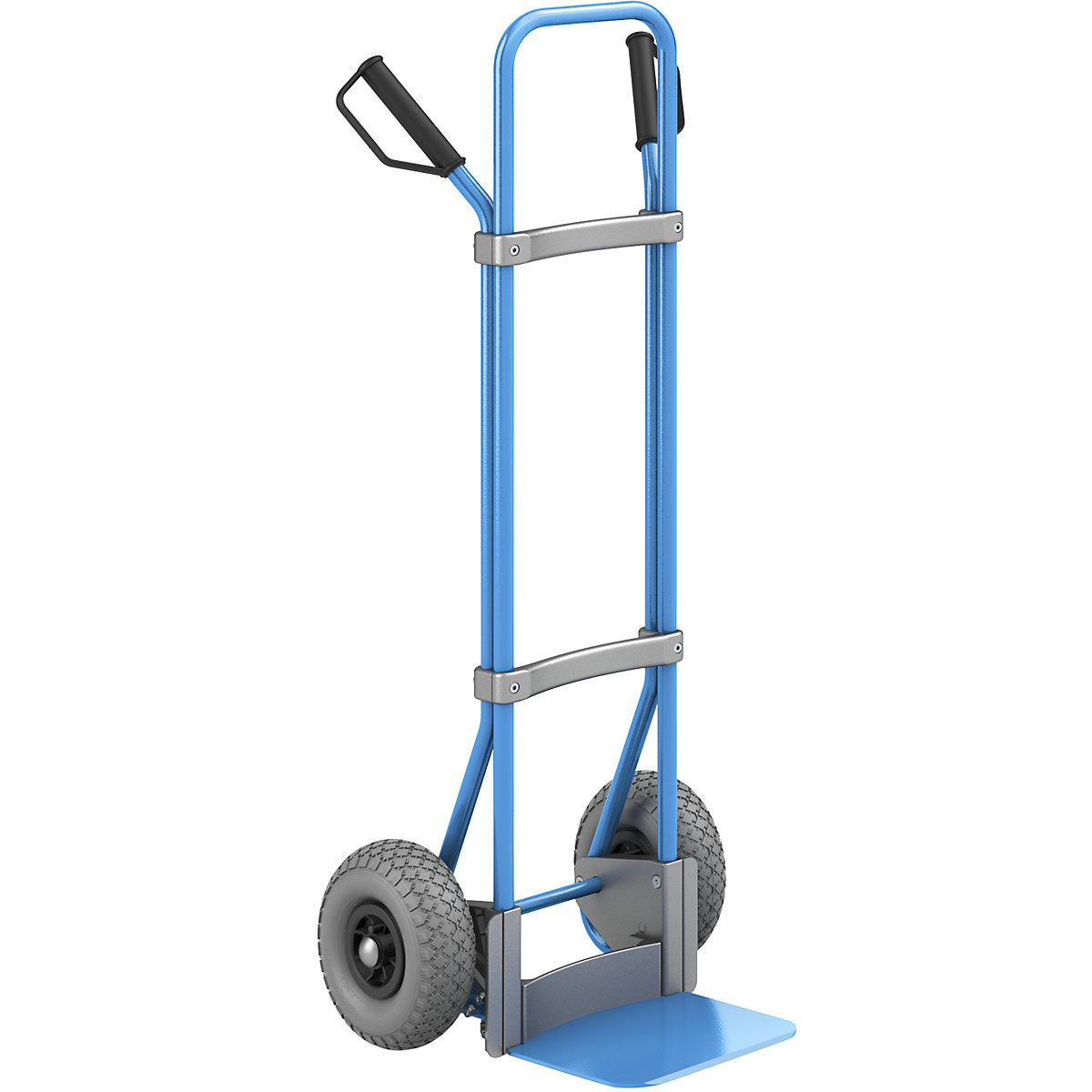 Sack truck, blue – eurokraft pro, footplate WxD 280 x 250 mm, blue, PU tyres, 2+ items-4