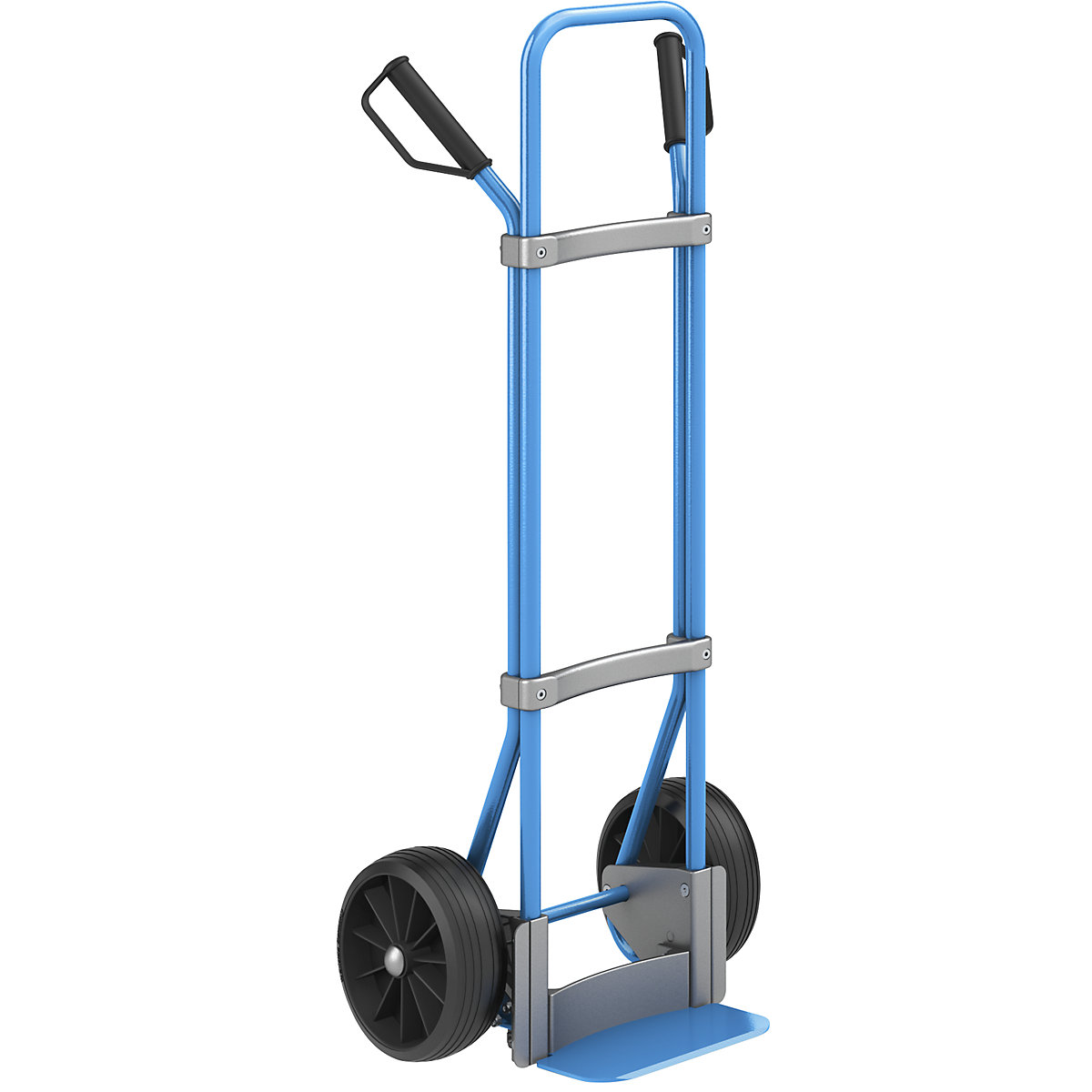 Sack truck, blue – eurokraft pro, footplate WxD 280 x 140 mm, blue, solid rubber tyres, 5+ items-1