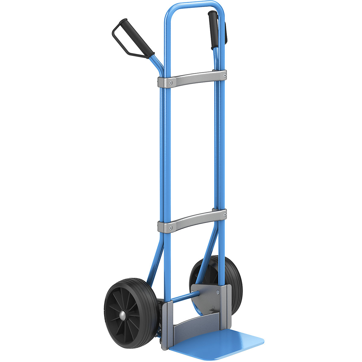 Sack truck, blue – eurokraft pro, footplate WxD 280 x 250 mm, blue, solid rubber tyres, 2+ items-3