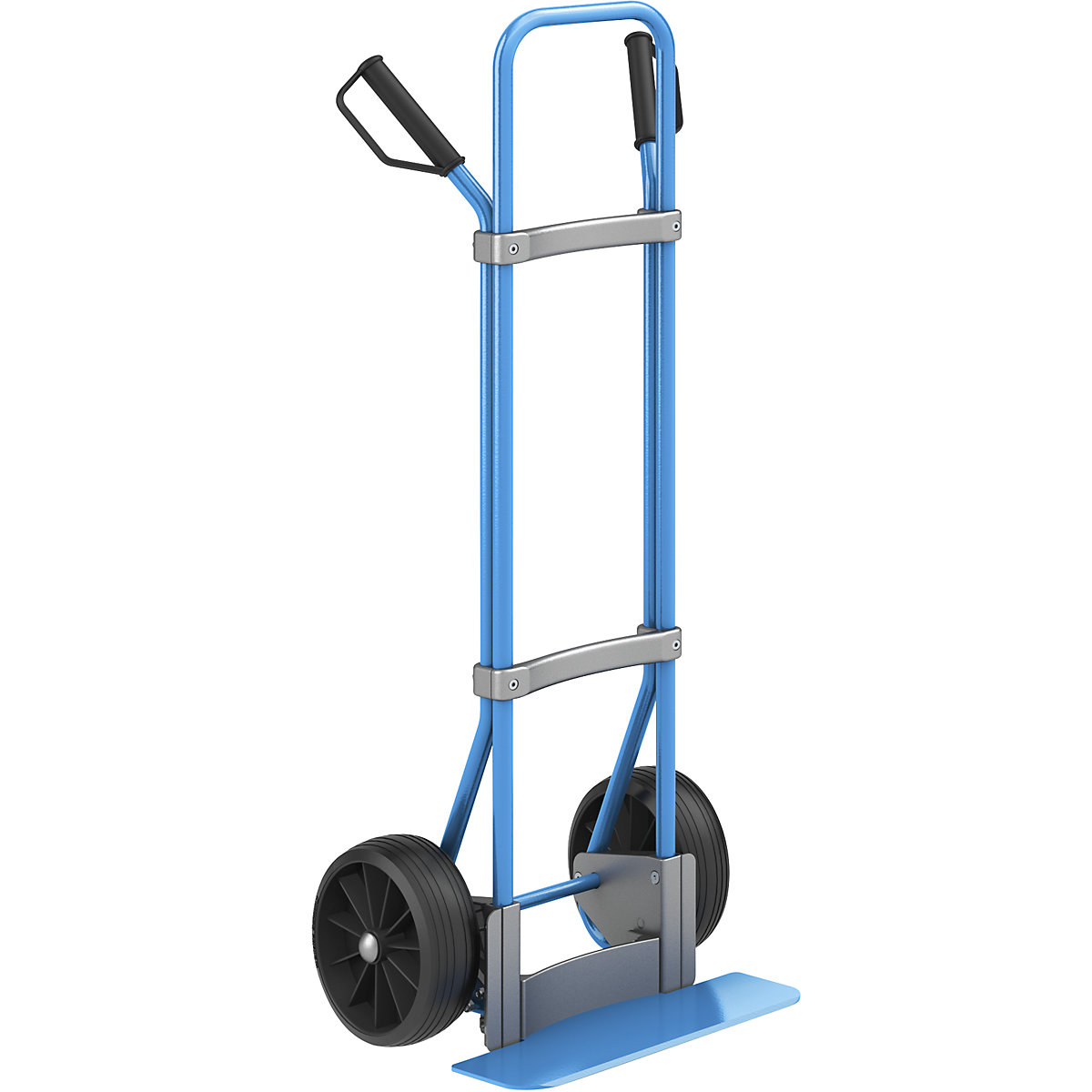 Sack truck, blue – eurokraft pro, footplate WxD 450 x 160 mm, blue, solid rubber tyres, 5+ items-2