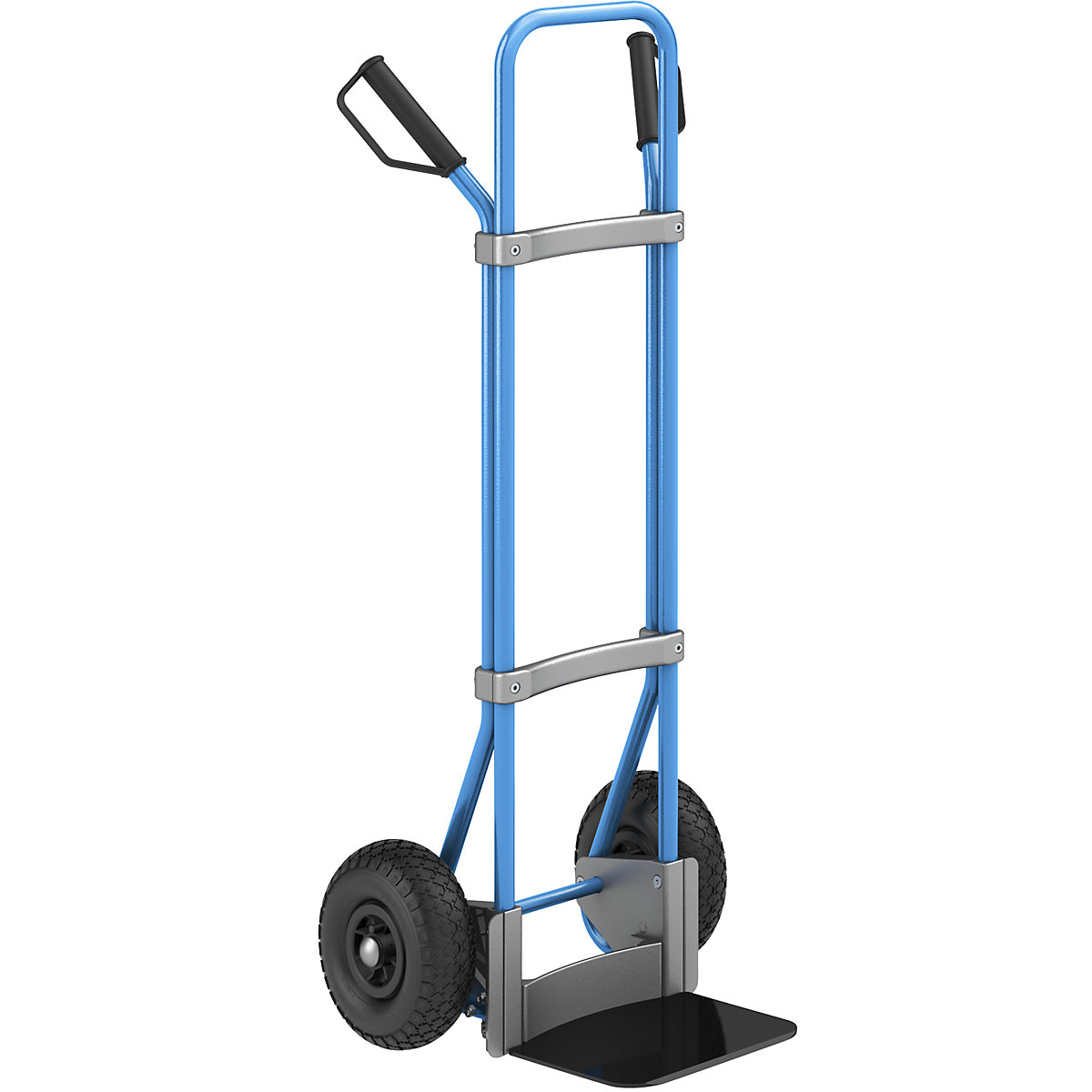 Sack truck, blue – eurokraft pro, footplate WxD 280 x 250 mm, black, pneumatic tyres-3