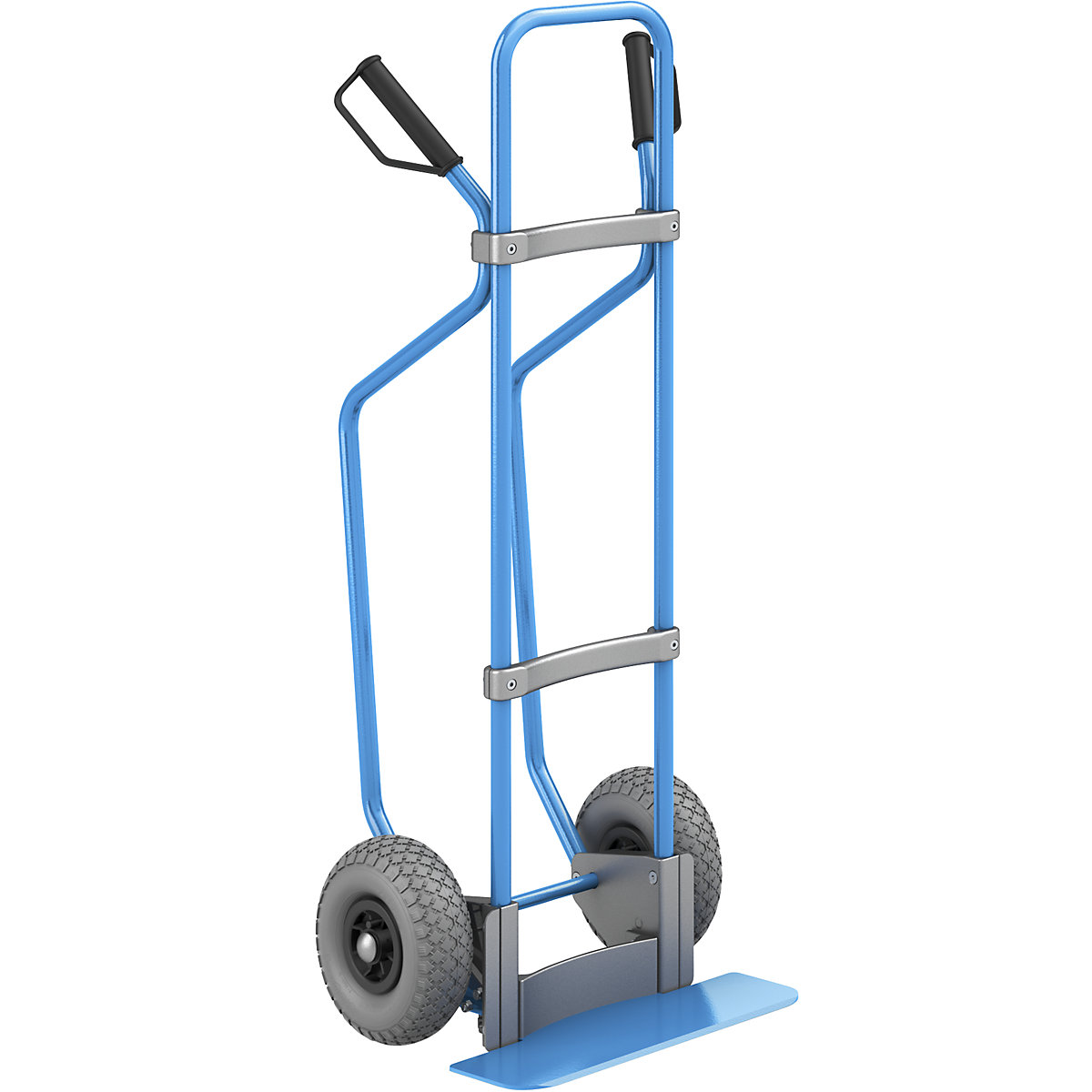 Sack truck with runners, blue – eurokraft pro, footplate WxD 450 x 160 mm, blue, PU tyres-3