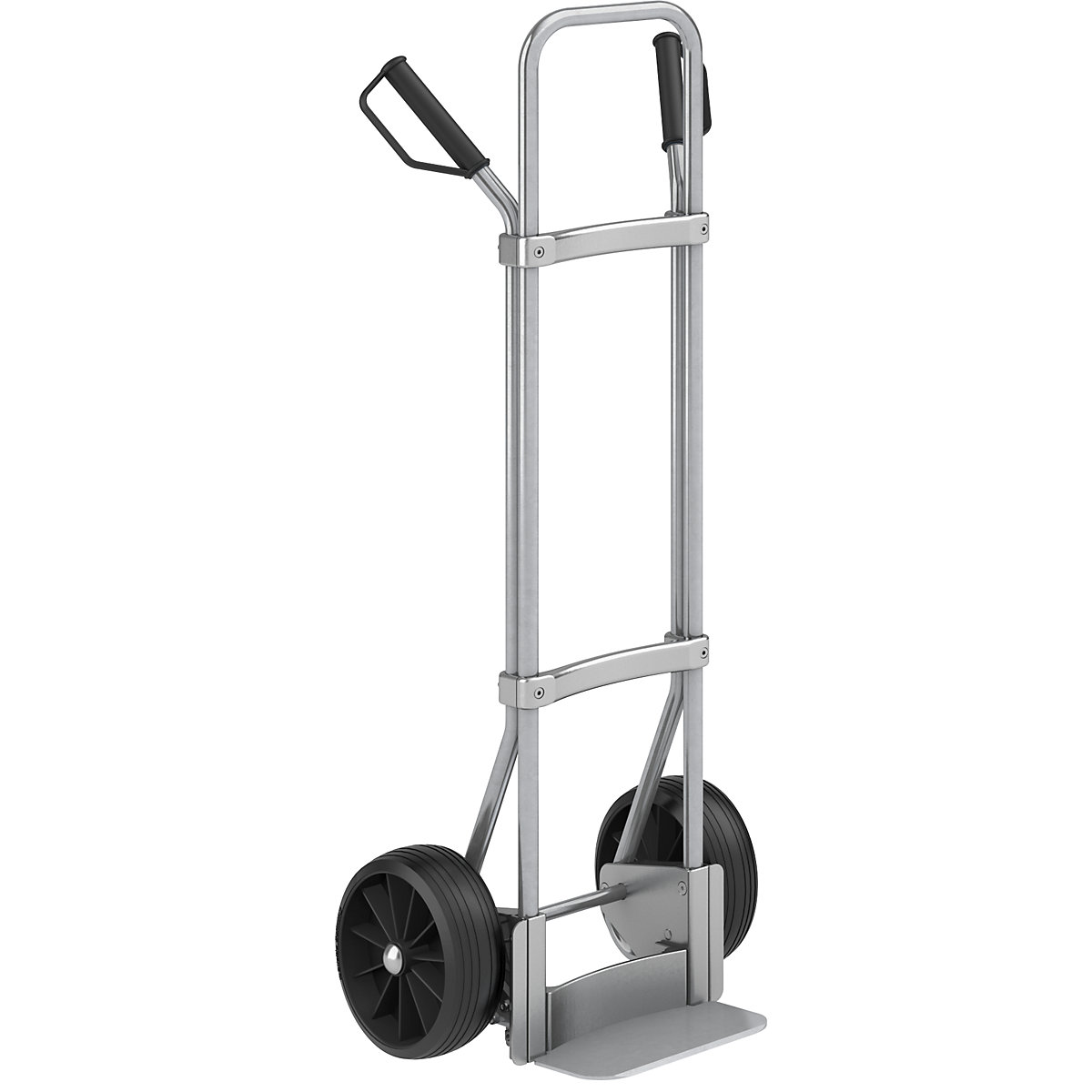 Sack truck, zinc plated – eurokraft pro, footplate WxD 280 x 140 mm, zinc plated, solid rubber tyres, 5+ items-2