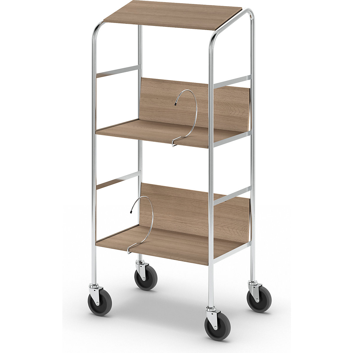 File trolley with top shelf, chrome plated – HelgeNyberg (Product illustration 26)-25