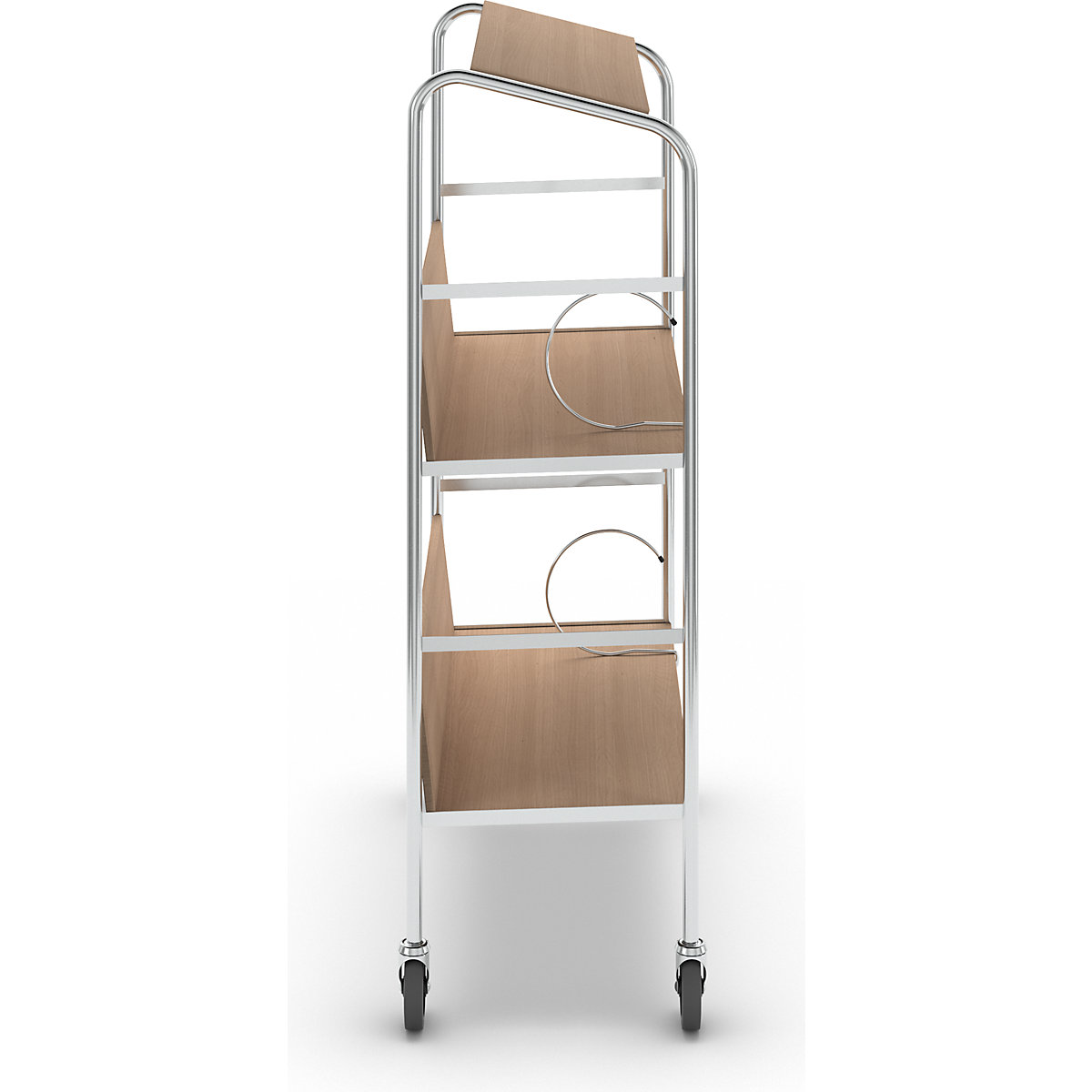 File trolley with top shelf, chrome plated – HelgeNyberg (Product illustration 28)-27