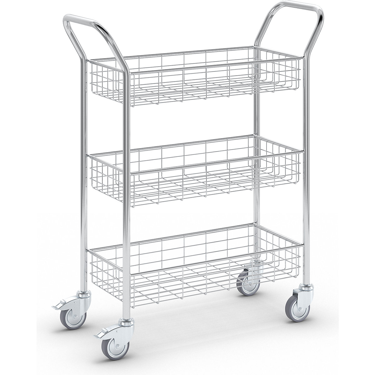 Office and mail distribution trolley – eurokraft pro, max. load 200 kg, white aluminium, LxWxH 1005 x 380 x 1245 mm, 3 shelves-12