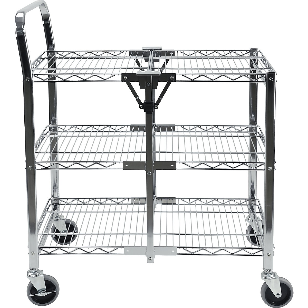 Serving trolley, folding wire mesh, chrome plated KAISER+KRAFT