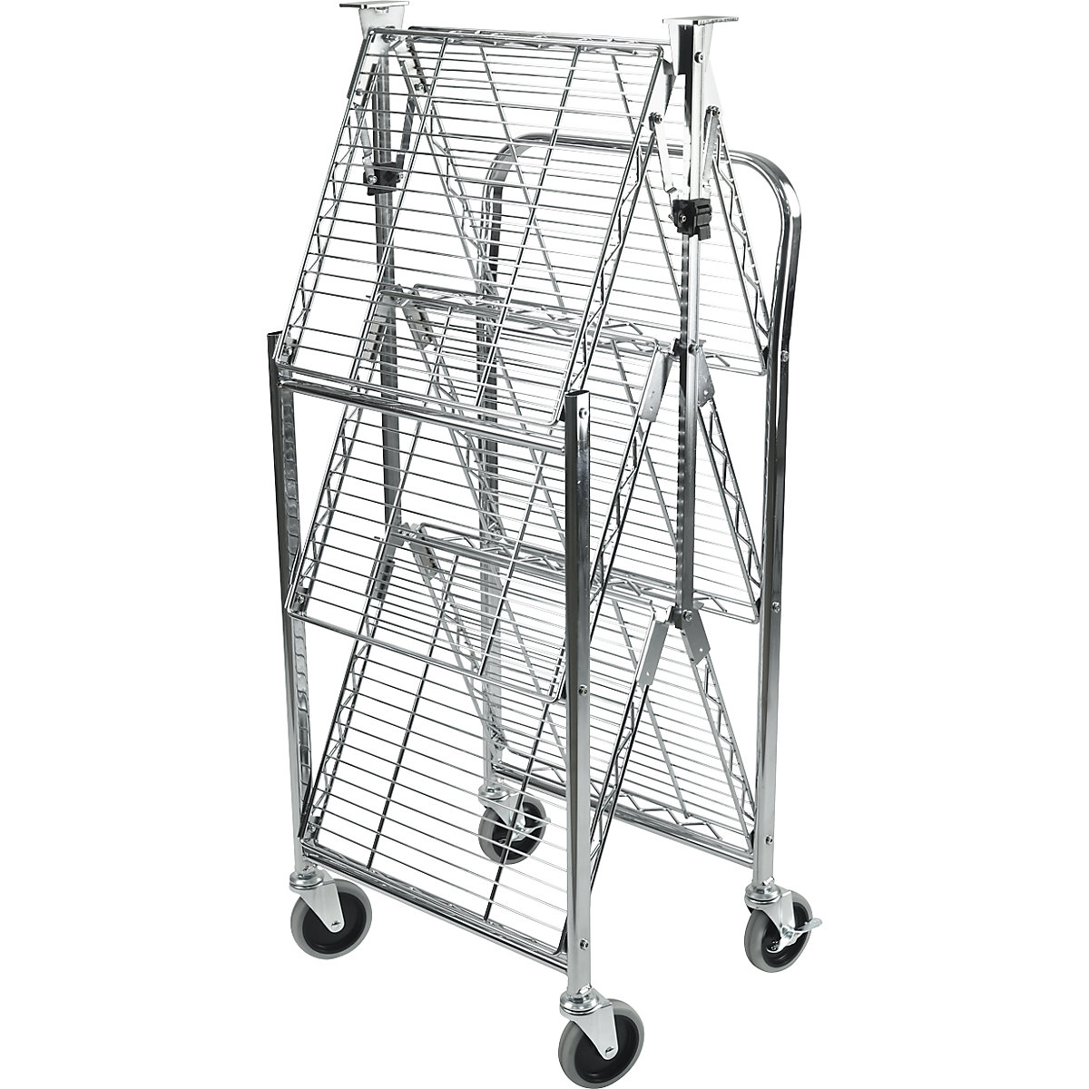 Serving trolley, folding wire mesh, chrome plated KAISER+KRAFT