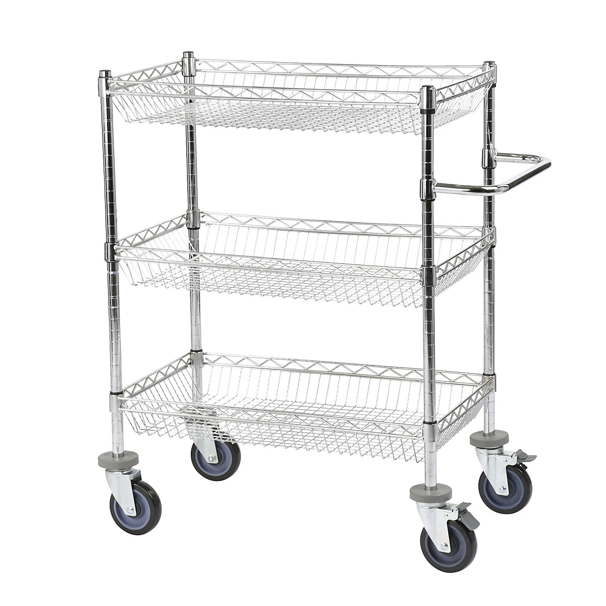 Wire mesh table trolley, chrome plated