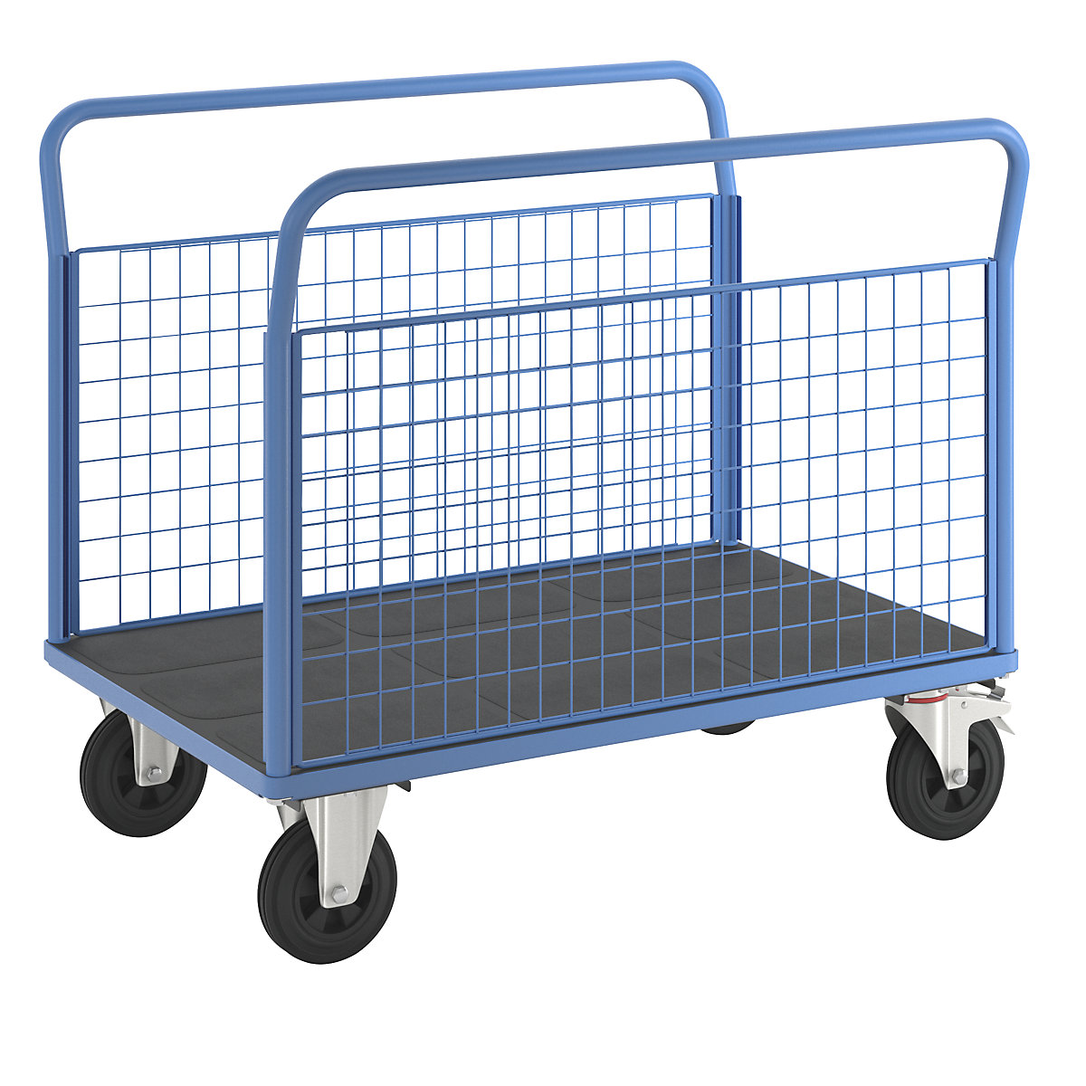 Platform truck – eurokraft pro, with 2 mesh side panels, LxW 1250 x 800 mm, solid rubber tyres-9
