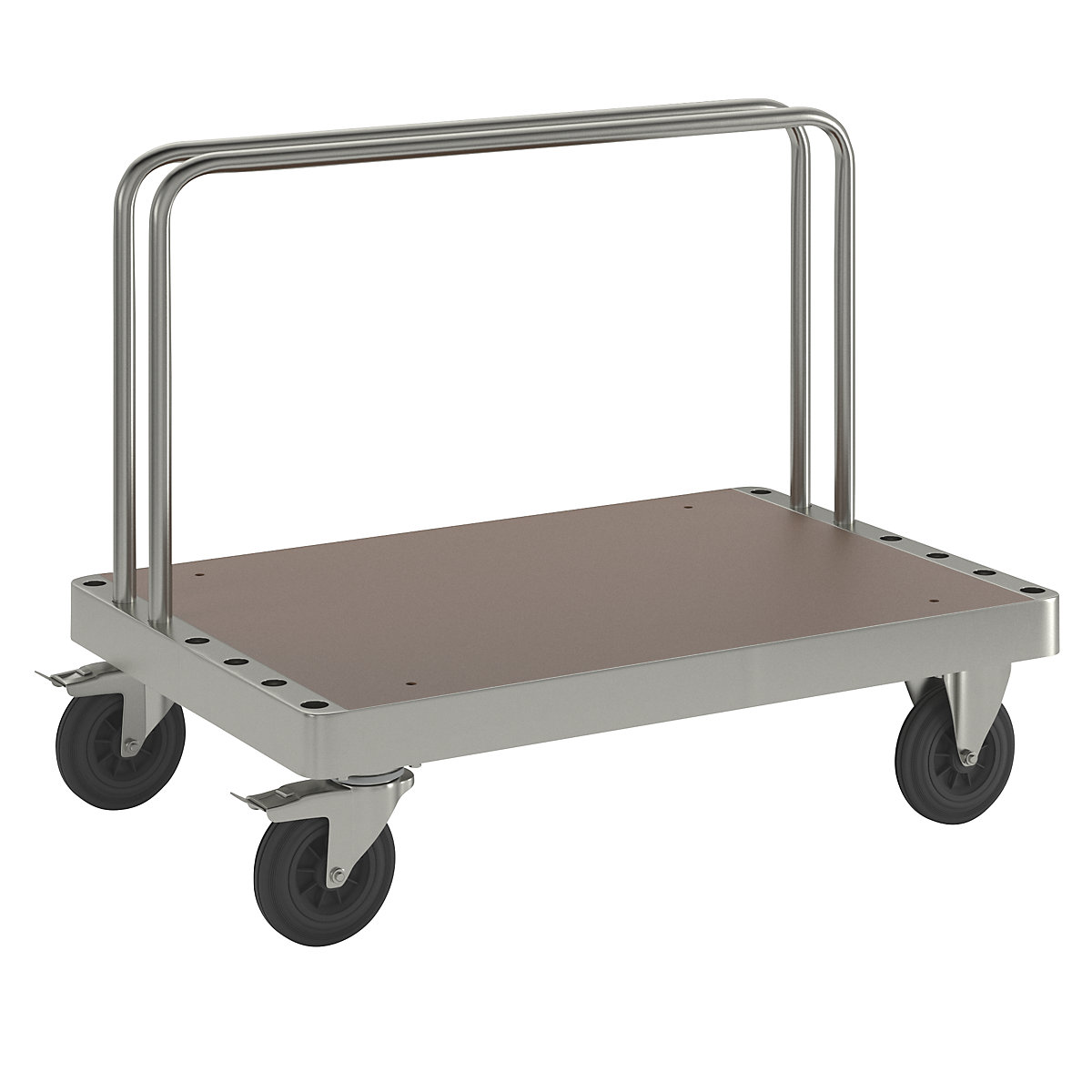 Zinc plated panel trolley – Kongamek, LxWxH 1200 x 800 x 960 mm, with stops-8
