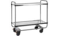 Stainless steel serving trolley, assembled